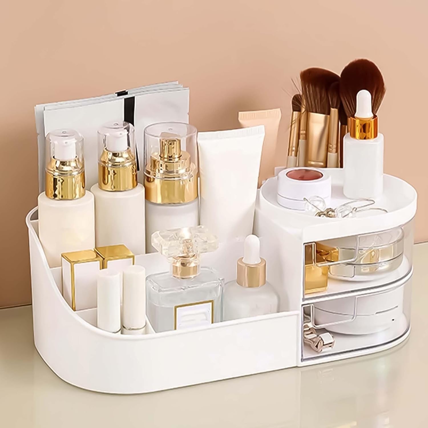 Smaran Makeup Organizer | Makeup Box For Storage | Make Up, Cosmetic, Skincare Organiser For Women | Elegant Makeup Vanity With 