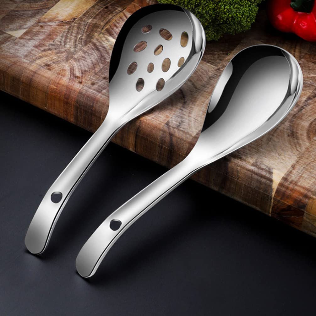 Luxshiny Rice Scooper Stainless Steel Rice Spoon, Rice Paddle Large Soup Spoon Kitchen Utensil For Home Kitchen Stainless Steel