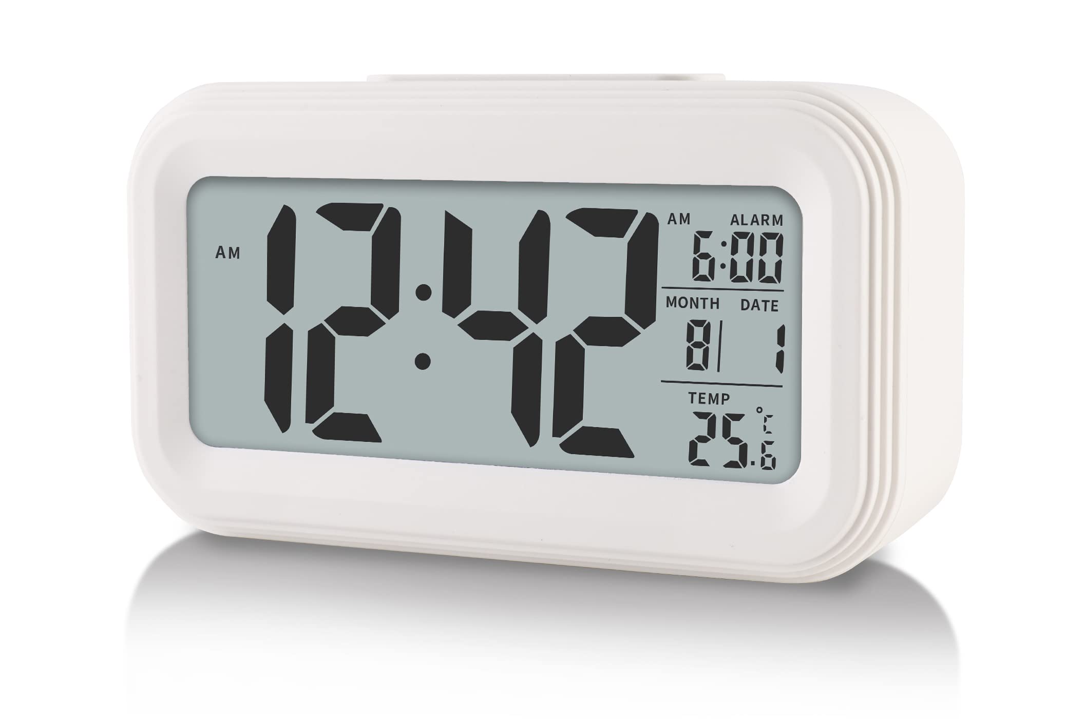 YUANRANER Digital Alarm Clock with Indoor Temperature, Large LED Display, 12/24H, Snooze Mode, Battery Operated Bedside Clock fo