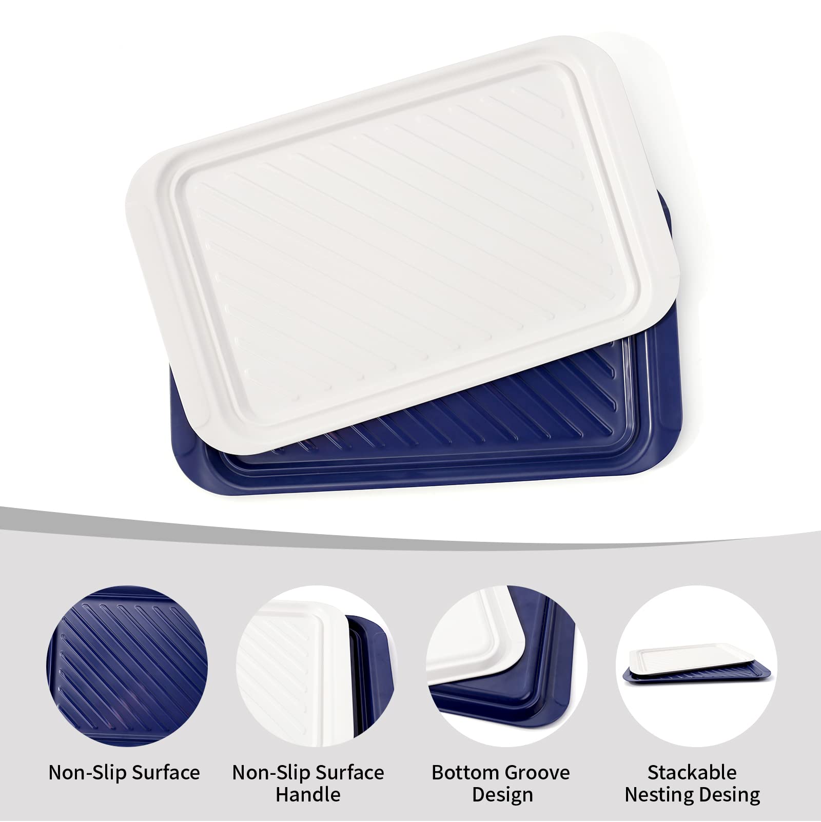 Tp Serving Trays With Handles, Melamine Grill Prep And Serving Platters For Outdoor, Parties And Bbq Dishwasher Safe Food Tray,