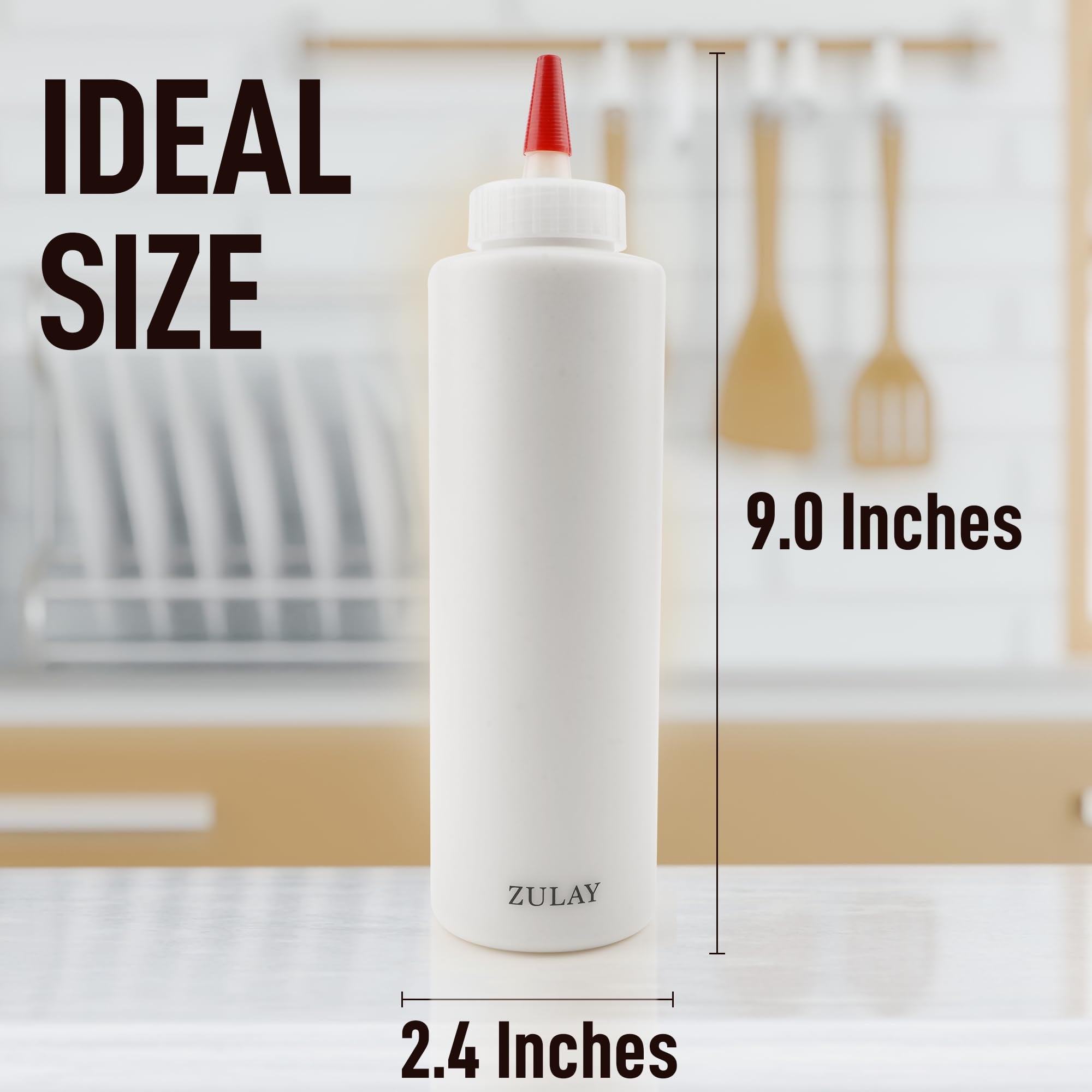 Zulay Kitchen 2 Pack Squeeze Bottles - 17Oz Plastic Squeeze Bottles For Sauces - Condiment Squeeze Bottles With Wide Mouth - Squ