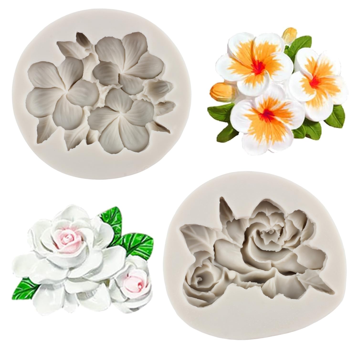 Sijiangmold Flower Fondant Molds Gardenia Plumeria Rubra Flower Silicone Mold For Cake Decoration Cupcake Topper Gum Paste Candy