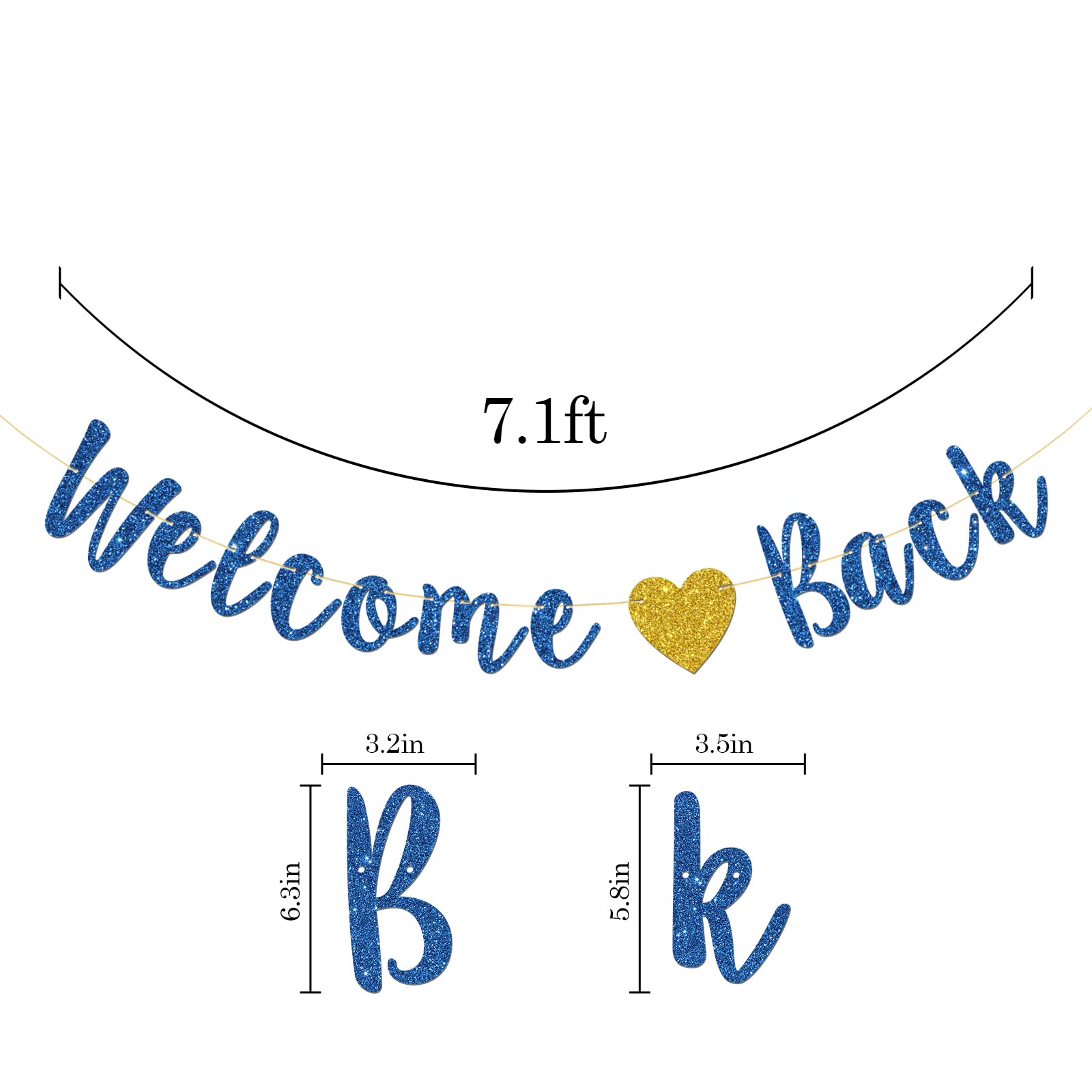 Talorine Welcome Back Banner, Home Theme Party, Back To School, Happy Retirement Party Decorations (Blue Glitter)