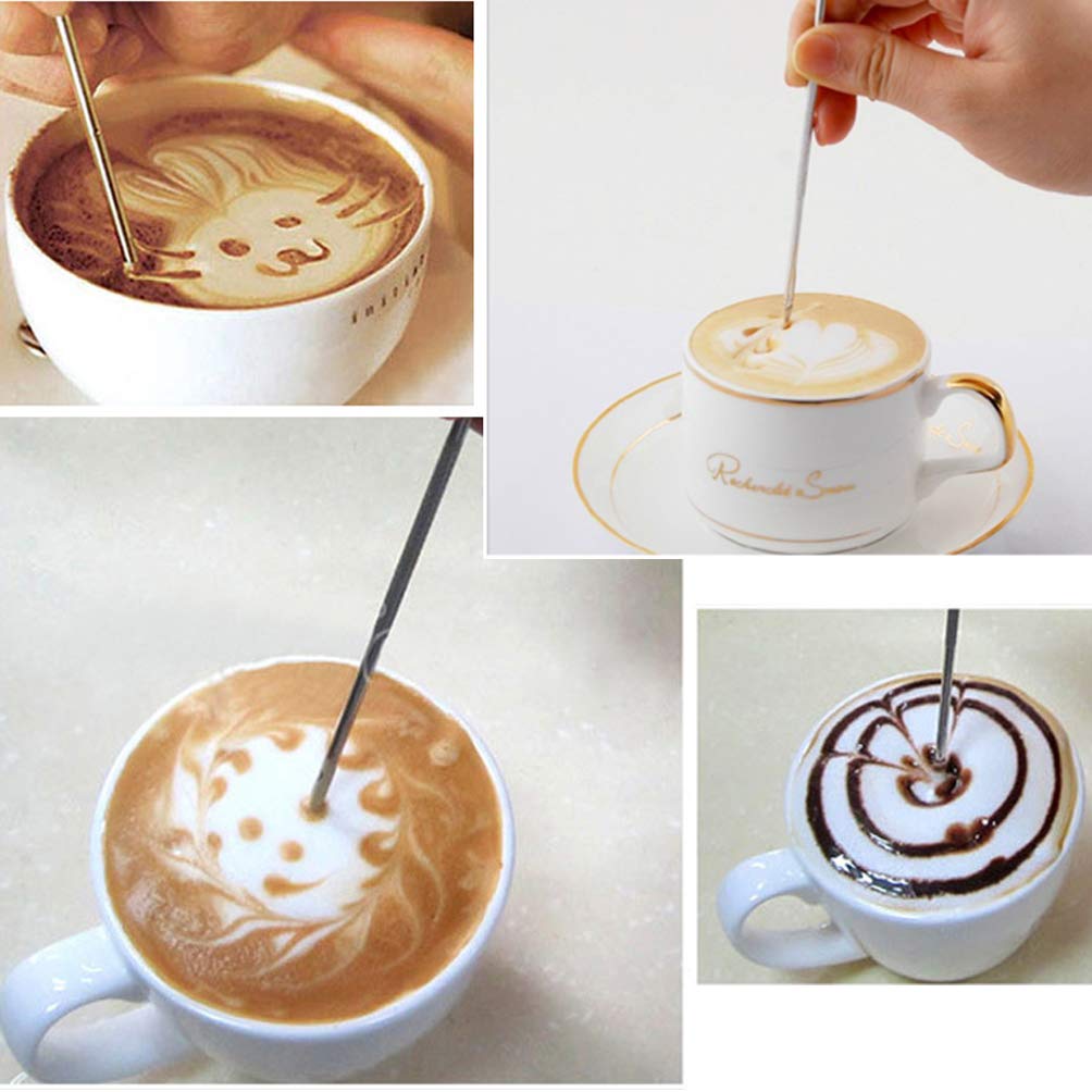 4 Pcs Stainless Steel Coffee Art Pen Coffee Fancy Stitch Barista Tool Cappuccino Latte Spatula Needle For Home Kitchen Cafe