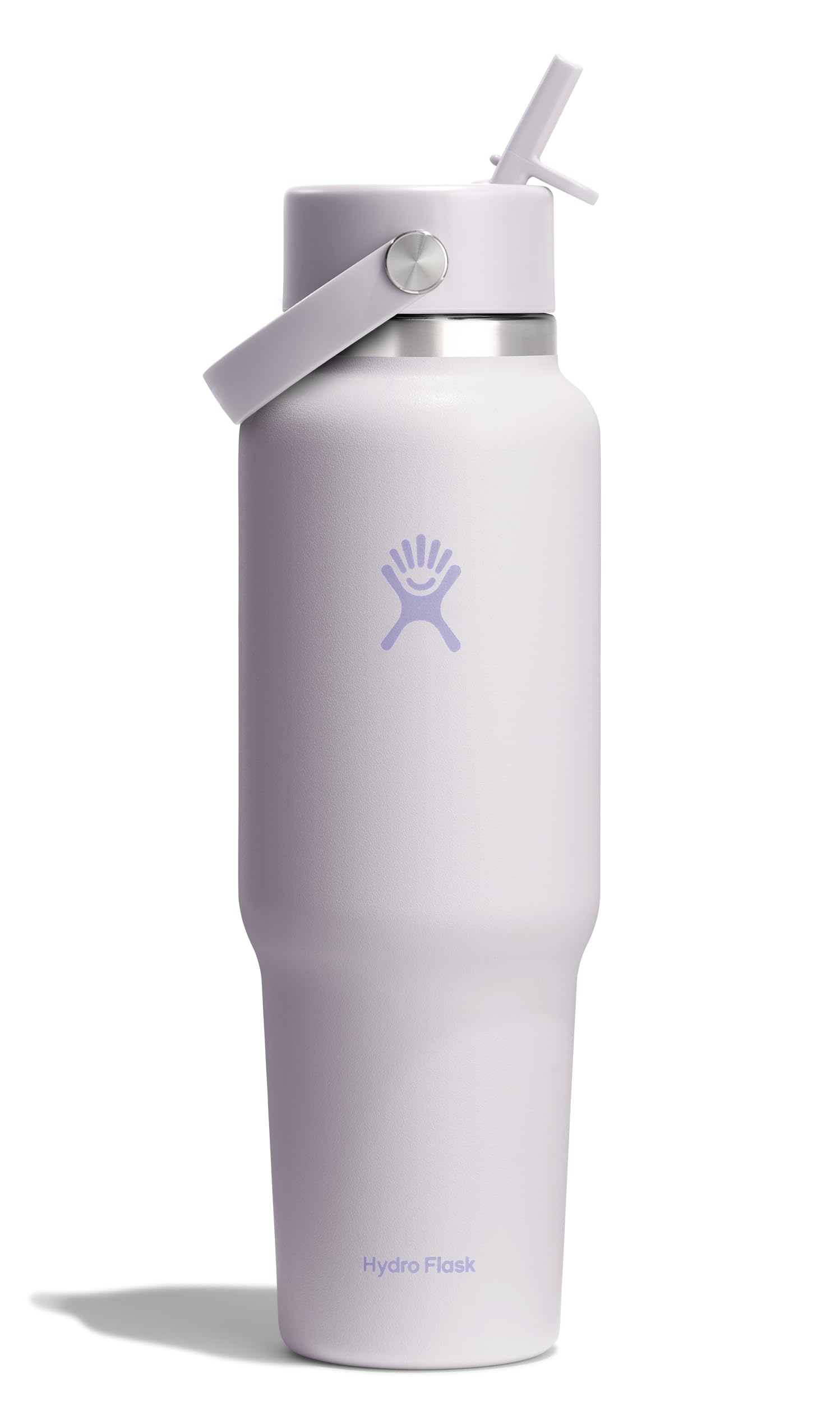 Hydro Flask Travel Water Bottle - Insulated Stainless Steel - Wide Straw Lid, Non Spill, Leakproof in 40 Oz Cloud Pink