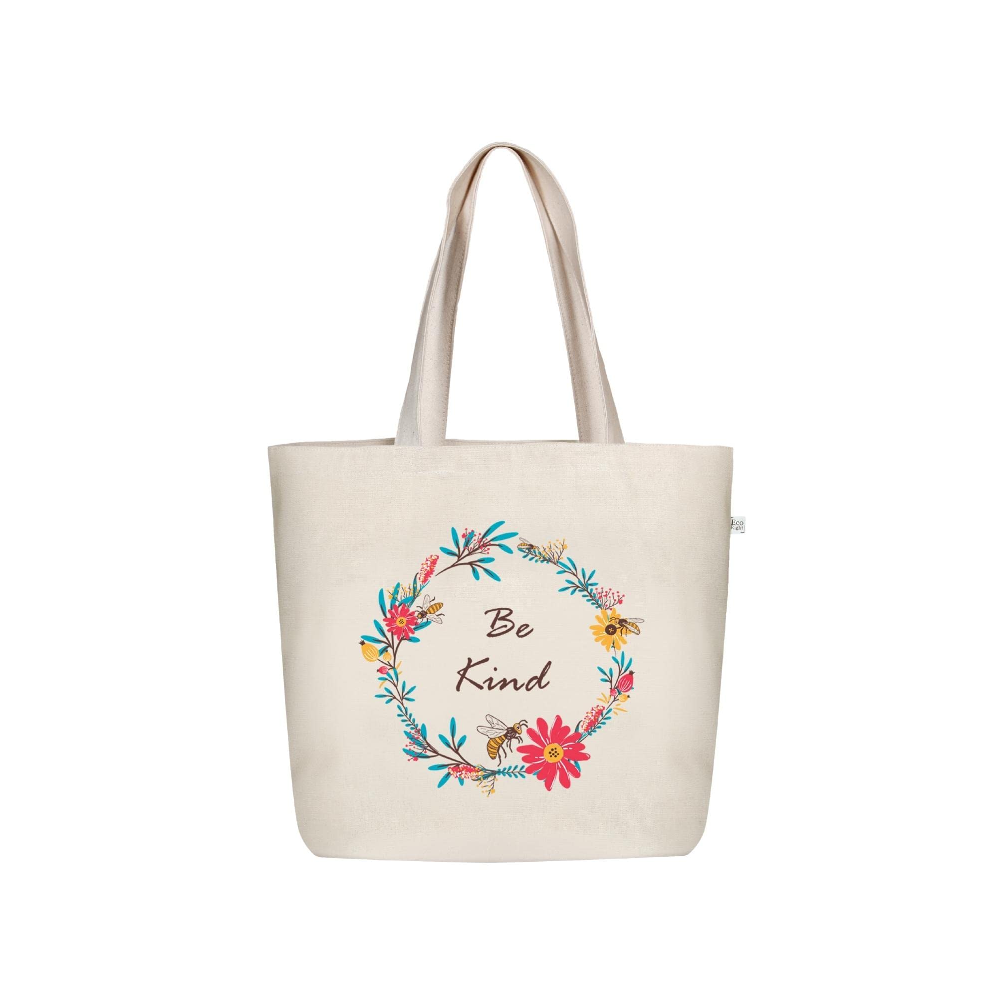 Ecoright Aesthetic Canvas Tote Bag For Women Large Zipper Tote Bags With Pocket, Womens Tote Bag For Yoga, Work, Beach