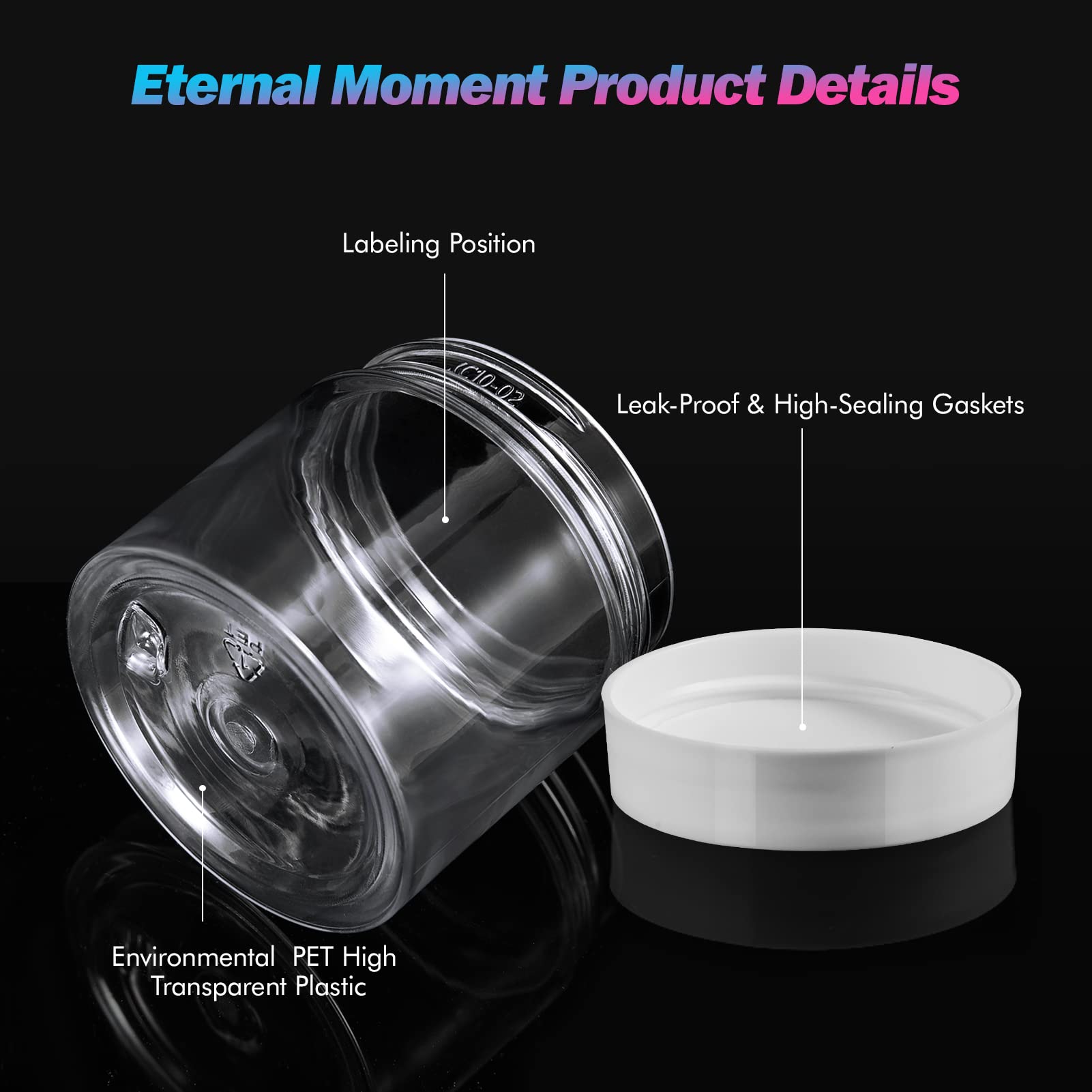 36 Pack 2 Oz Plastic Jars Round Clear Cosmetic Container Jars With White Lids, Eternal Moment Plastic Slime Jars For Lotion, Cre