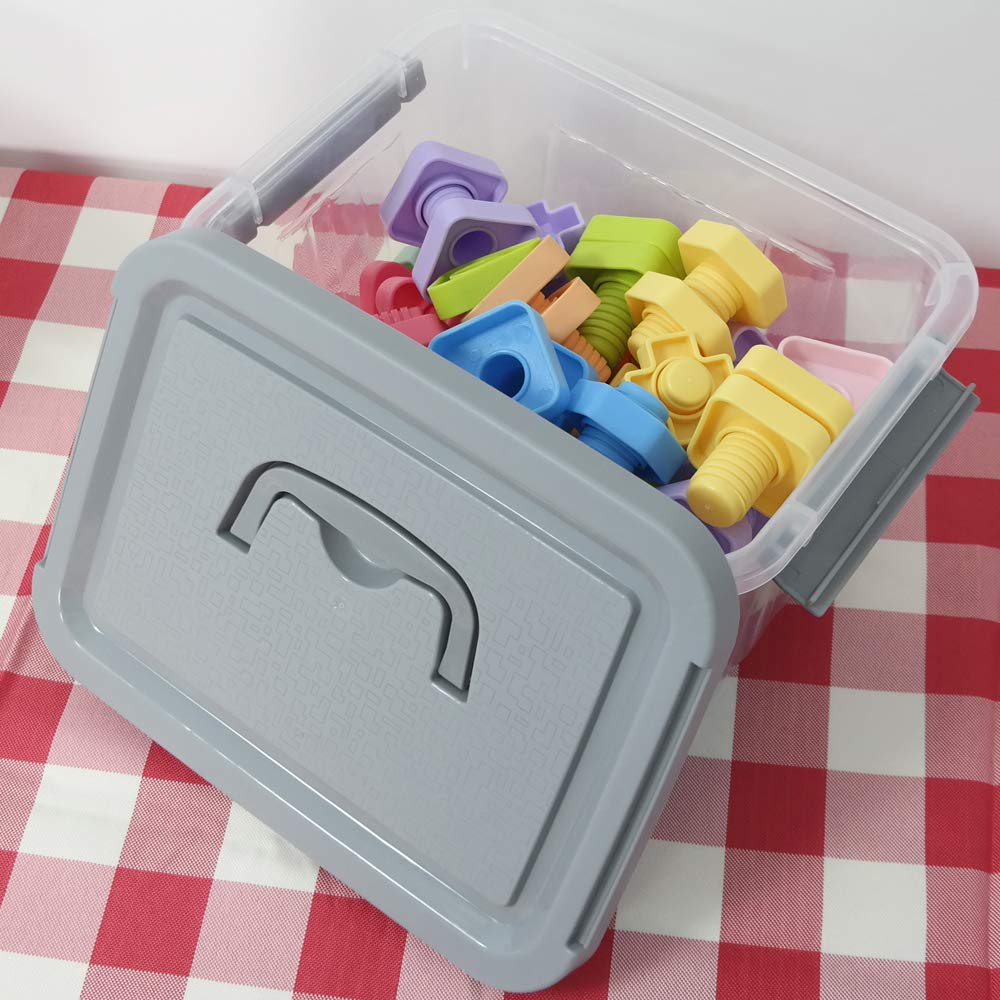 Ggbin 6 Quart Clear Latch Storage Box, 4 Pack Small Organizer Bins With Lids