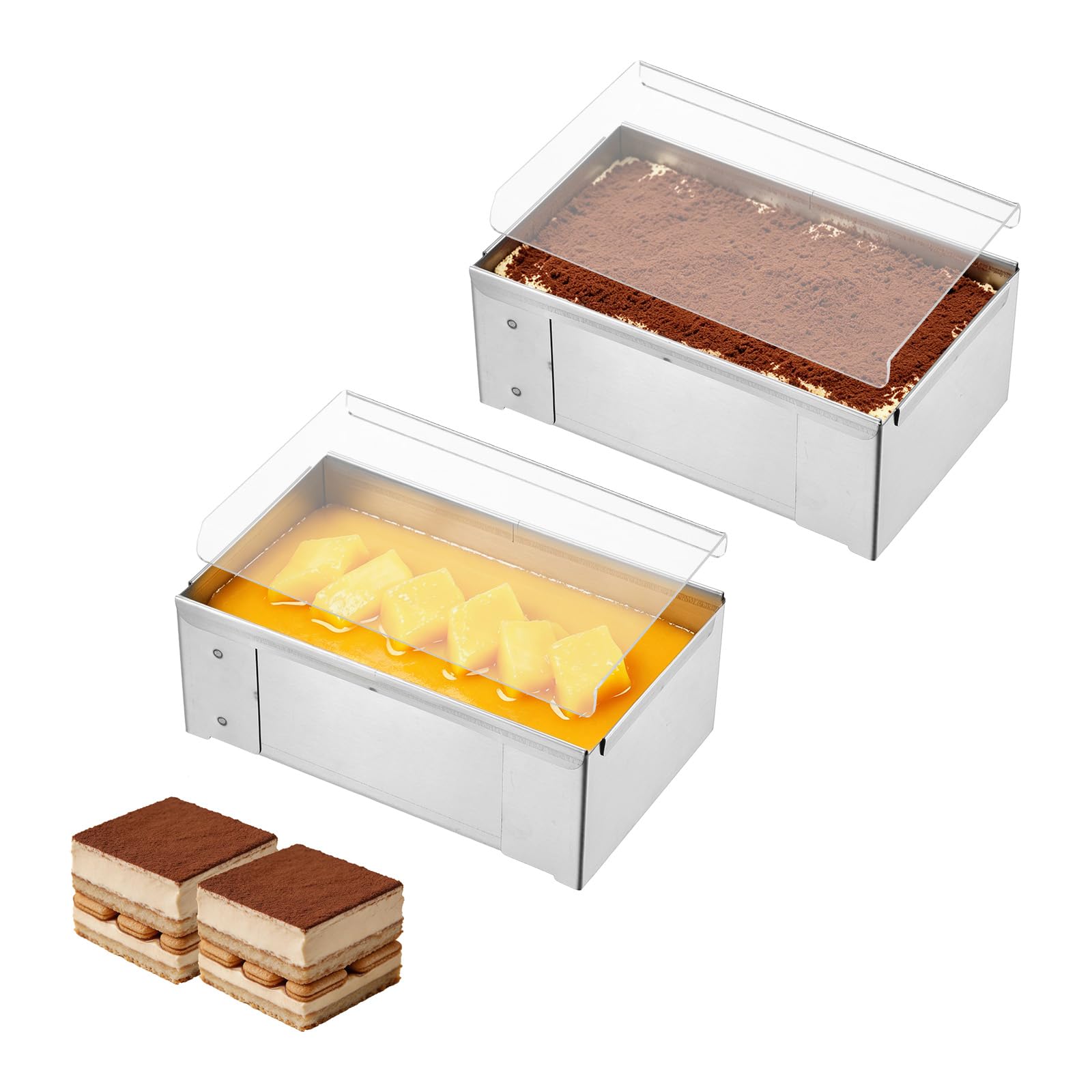 uxcell 2Pcs Tiramisu Pan, 6.3x3.9x2.5 Nonstick Rectangle Tiramisu Cake Pan