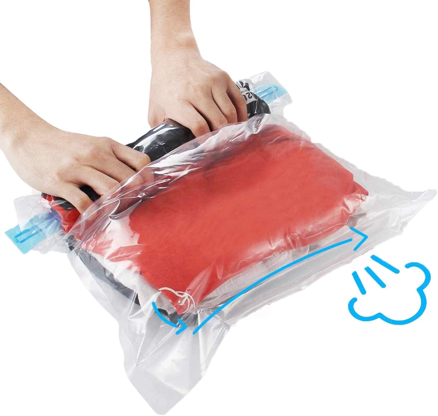 Smart Saver Polyethylene 12 Compression Bags For Travel No Pump Or Vacuum Needed Packing Bags For Roll Up Reusable Space Bag, Sa