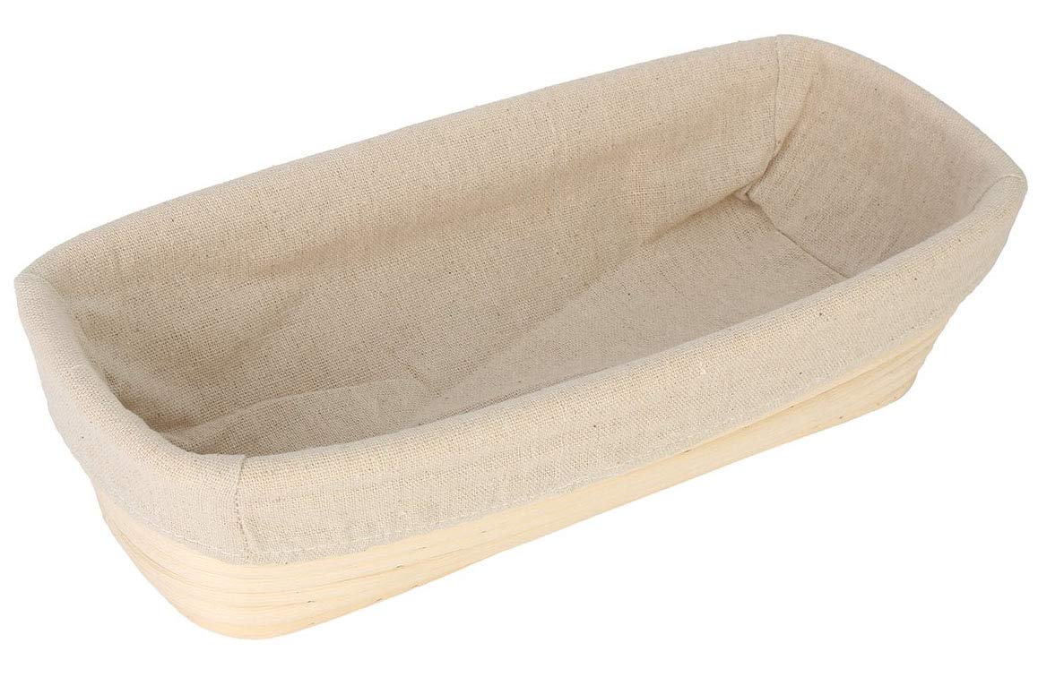 12 Inch Oblong Oval Banneton Bread Proofing Basket, Brotform Bread Dough Proofing Rattan Basket +Liner Combo Set