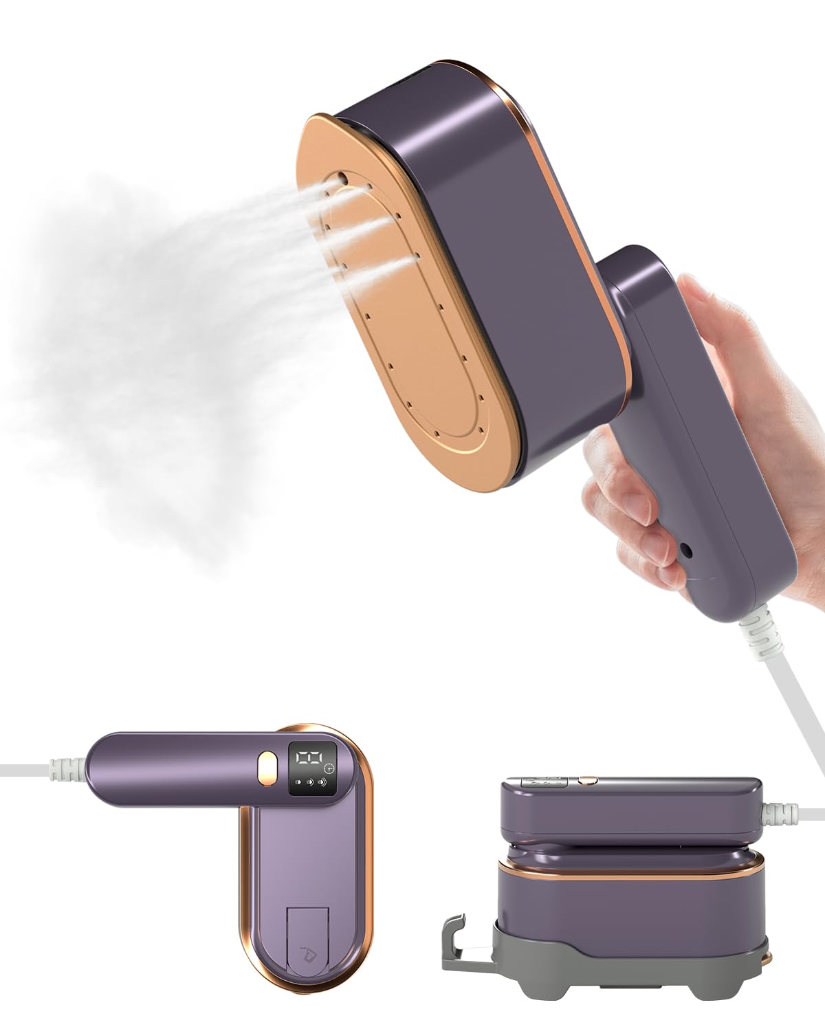 Travel Steamer Iron for Clothes - 1200W Handheld Size Portable Travel Steamer, 3 Steam Levels Clothes Steamer with LCD Screen, 1