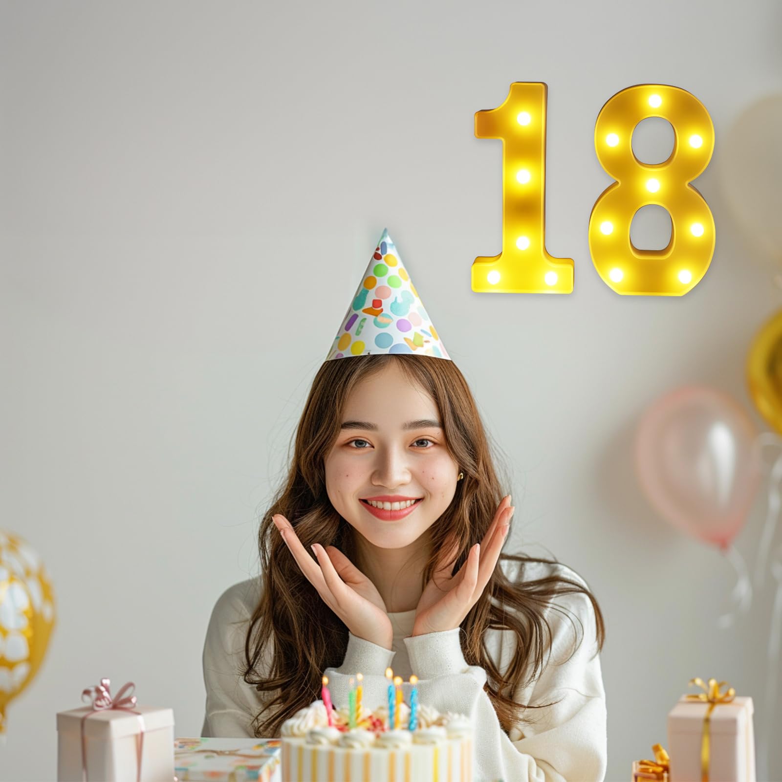 18th Birthday Decorations for Girls and Boys,Happy 18th Birthday Decorations for Men Centerpieces Table,18 Light Up Numbers Sign