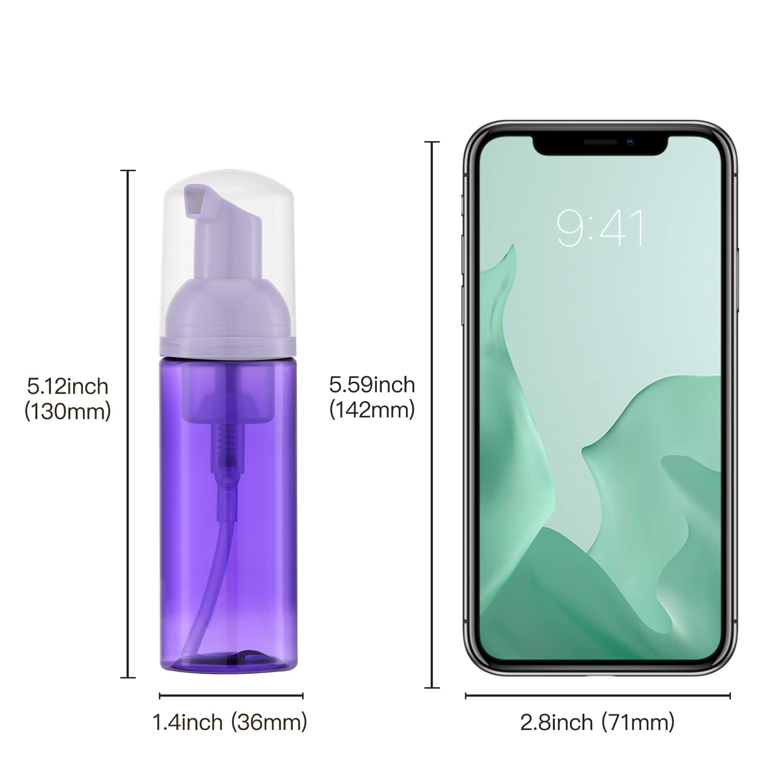 Tekson 30Pcs Soap Foam Bottle (2 Oz), Empty Travel Foaming Lash Shampoo For Cleanser, Dispenser (Purple)