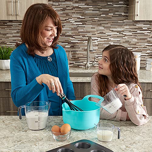 Home Basics 3 Piece Plastic Measuring Cup Set With Rubber Grip Handles, Clear