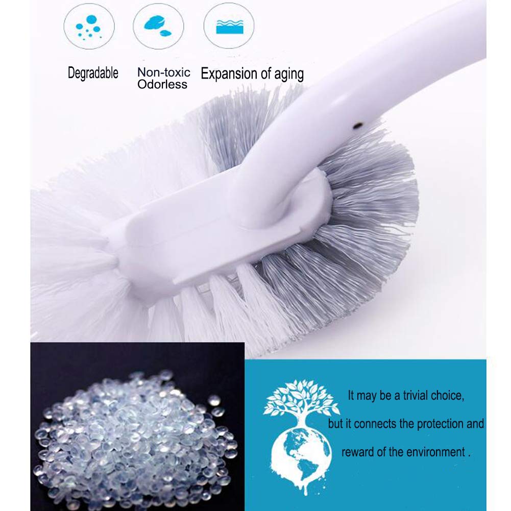 Marbrasse Toilet Brush Set - Curved Design for Deep Cleaning, ABS Material, 2 Pack, Compact Holder