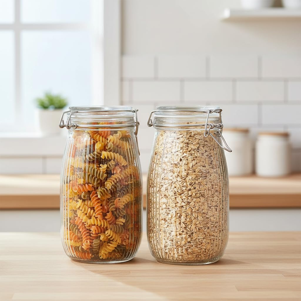 Ginoya Brothers  Kitchen Glass Jar (2, 2000 Ml. Ballon Jar)