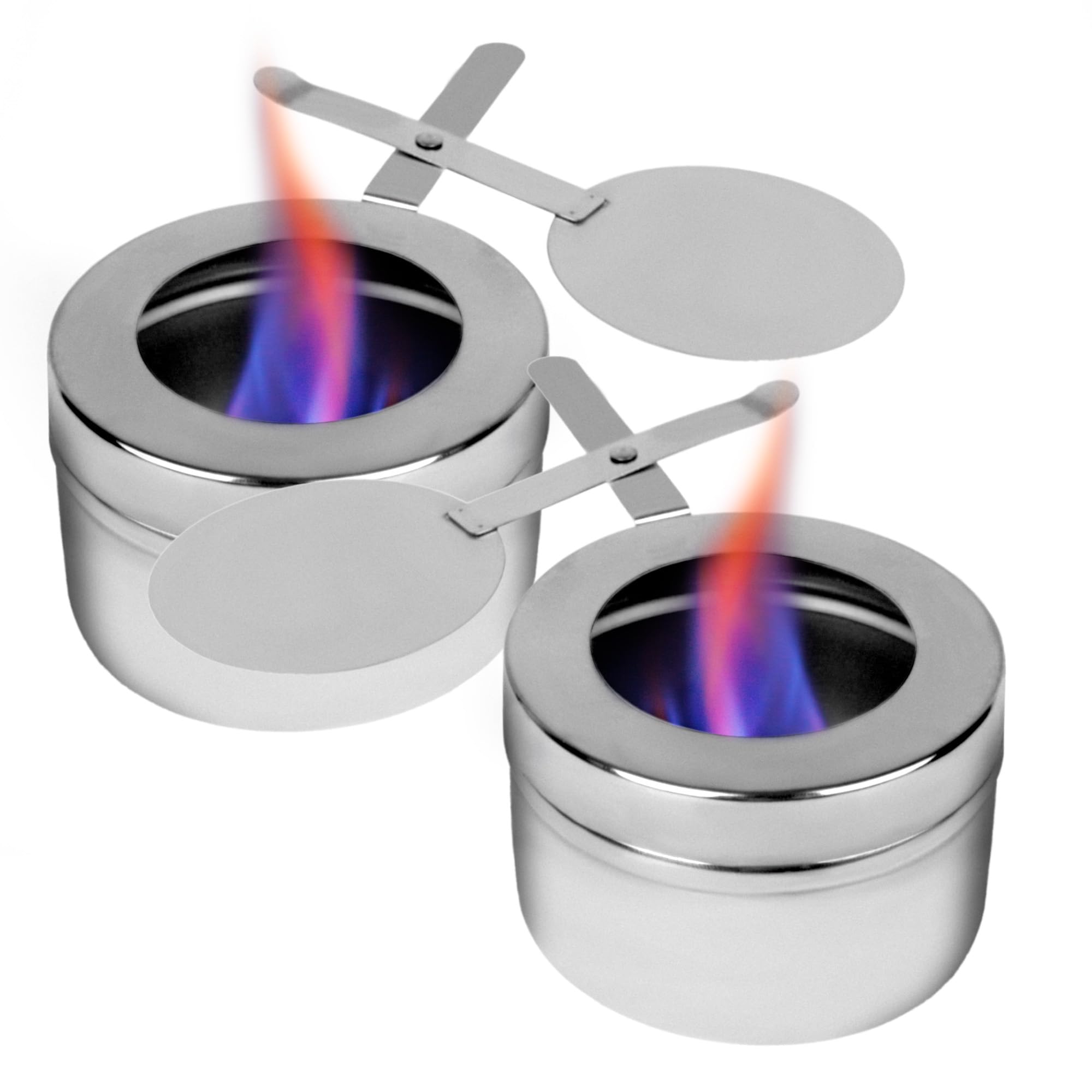 CHEFQ Stainless Steel Chafing Wick Fuel Holders with Safety Cover - Chafer Canned Heat Fuel Box Perfect for Buffets, Barbecue an