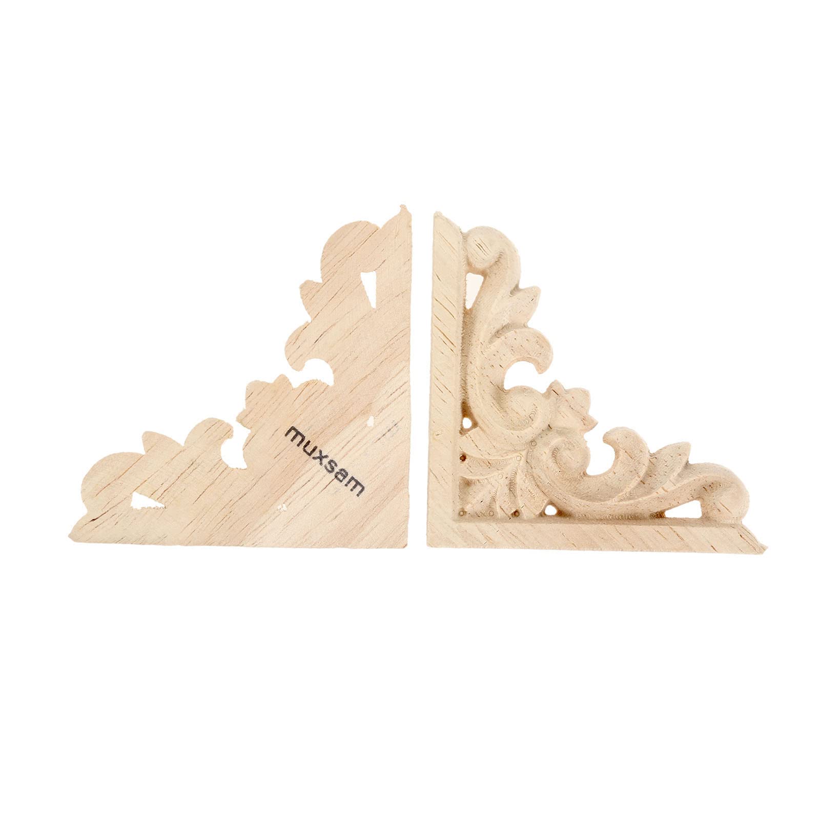 MUXSAM Furniture Applique  6x6cm/2.36''x2.36''  Wood Carved Corner Onlay Unpainted Frame Decal for Wall Cabinet Door Bed Dresser Mirror Decoration(4-Pack)