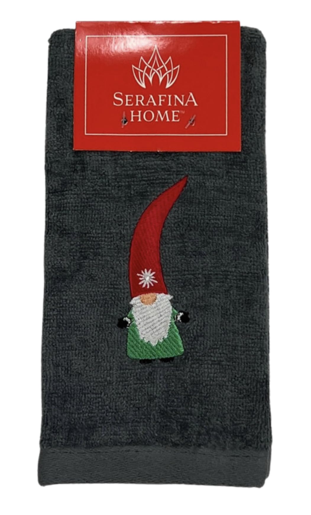 Decorative Christmas Tip Towel Set: Luxury Bathroom Plush Velour Cotton Fingertip Towels Winter Gnome With Red Hat, Set Of 2