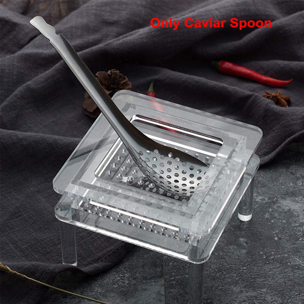 Caviar Maker Box, Spherification Spoon, Silver Cooking Kitchen Tool Cuisine Strainer, Egg Strainer Cookware Stainless Steel Thic