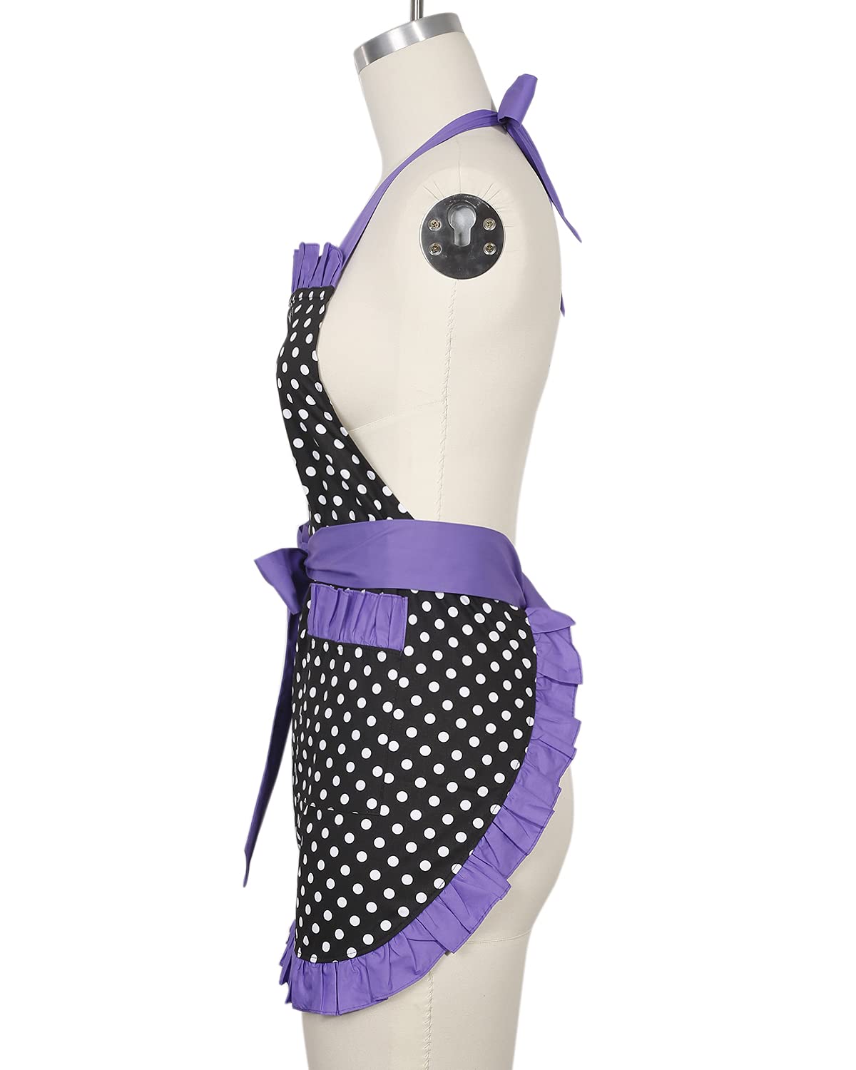 Rosielily Vintage Apron For Women Purple Apron With Pockets Retro Apron Cute Apron Kitchen Apron For Cooking Baking Flirty Dress