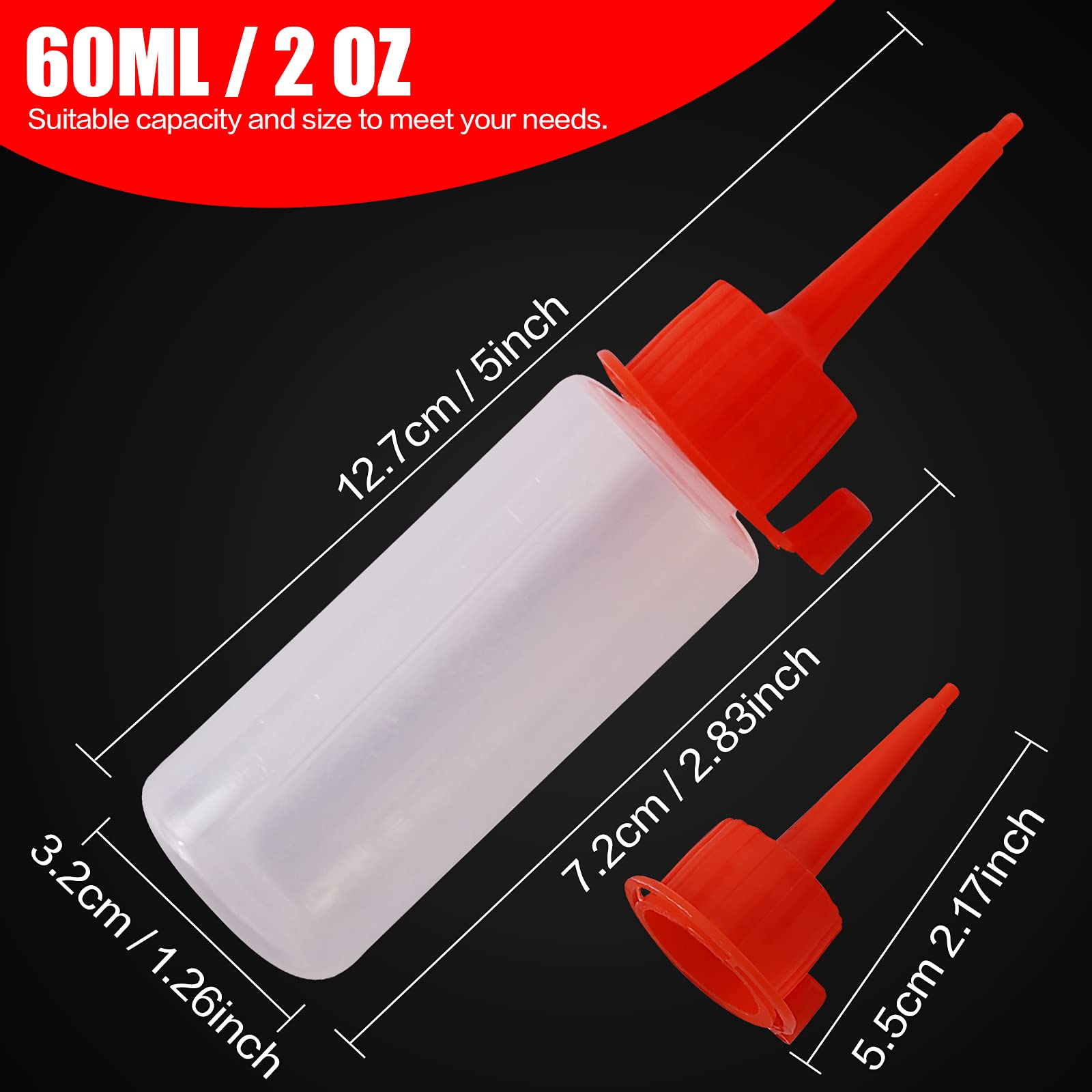 Kinmad 12 Pcs 2 Oz Plastic Empty Squeeze Paint Crafts Bottles Glue Bottles, Condiment Squeeze Bottles, Cake Decorating Squeeze B
