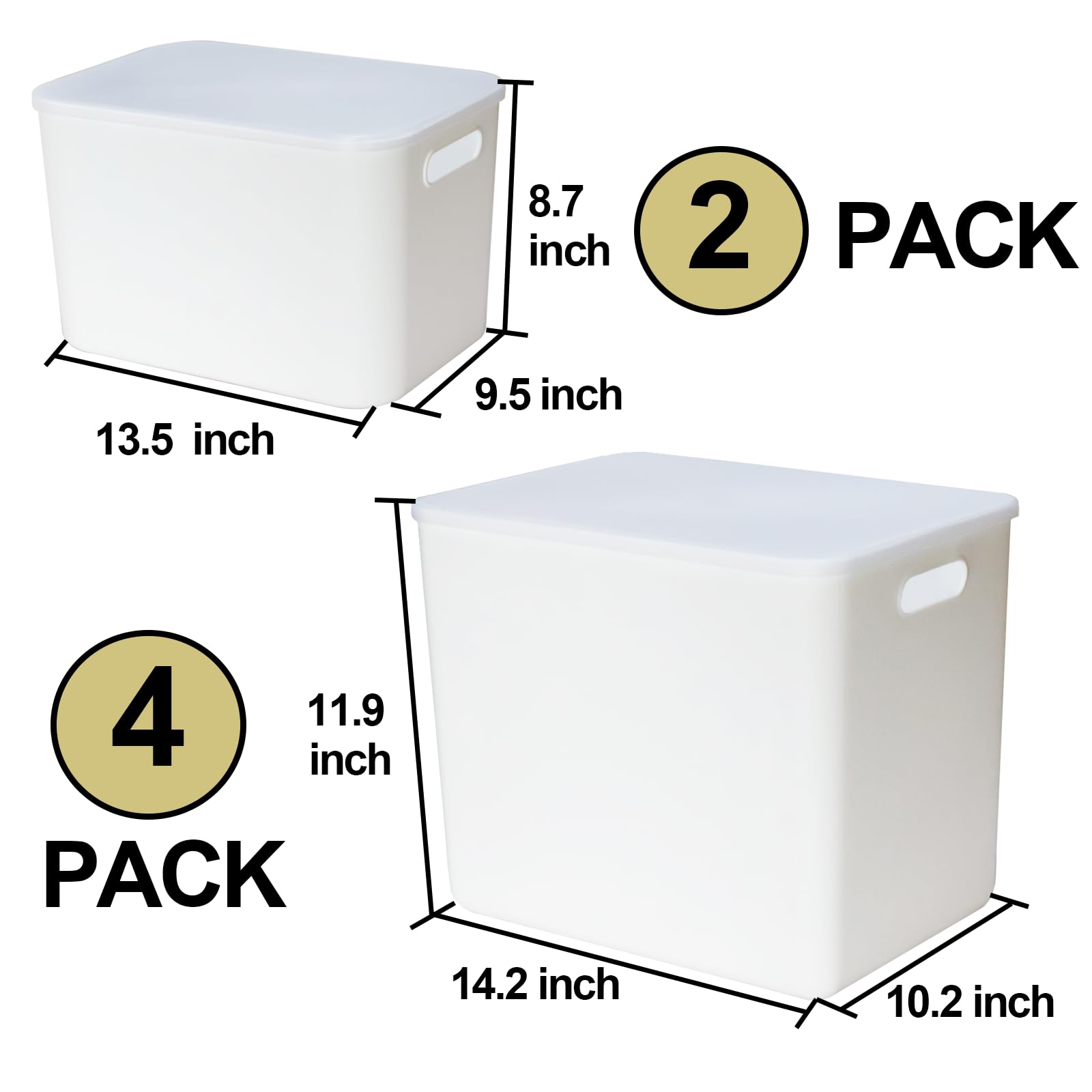 Zexalor 6 Pcs Storage Bins With Lids, Stackable Plastic Storage Containers For Organizing, Organizer Bins Shelf Baskets For Pant