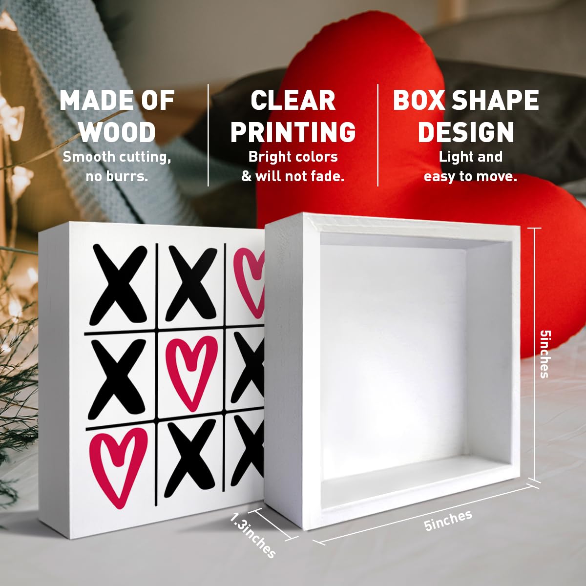 Valentine's Day Decorations Wooden Sign, Romantic Desk Tabletop Decor, Love Gifts for Her Him Boyfriend Girlfriend Wife Husband