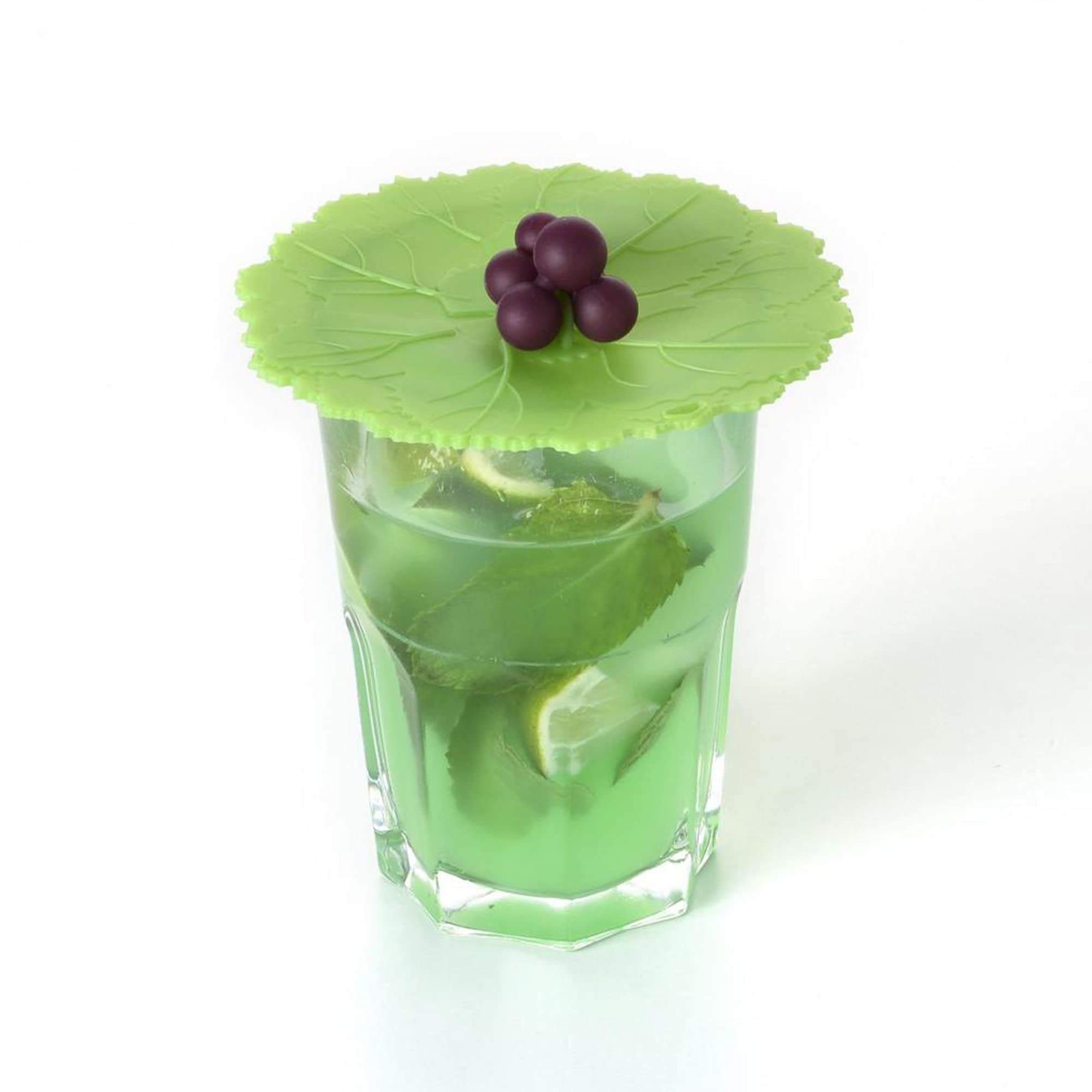 Charles Viancin - Set Of 2 Grape 4    Silicone Drink Covers - Airtight Seal On Any Smooth-Rimmed Glass, Keep Drinks Cool Or Hot,
