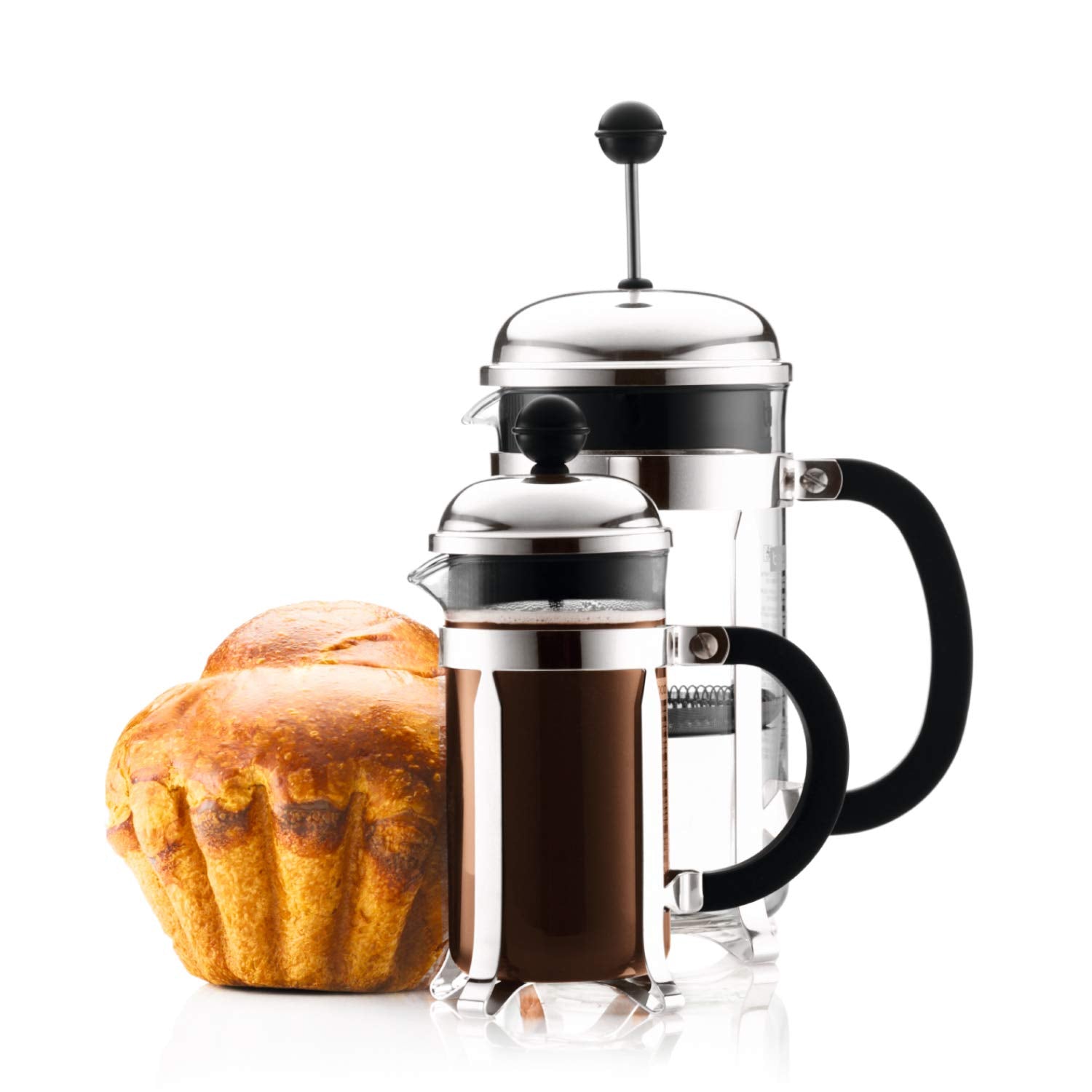 Bodum 12Oz Chambord French Press Coffee Maker, High-Heat Borosilicate Glass, Polished Stainless Steel - Made In Portugal