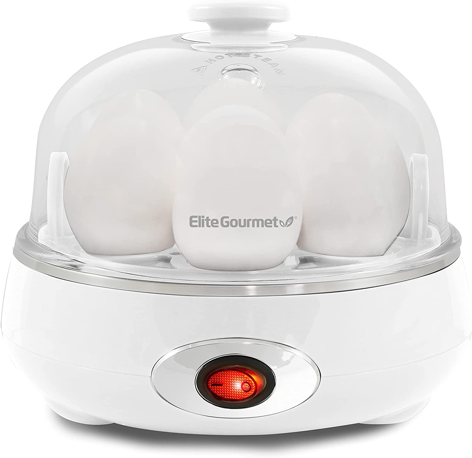 Elite Gourmet Egc700Cw# Rapid Egg Cooker, 7 Easy-To-Peel, Hard, Medium, Soft Boiled Eggs, Poacher, Omelet Maker, Auto Shut-Off,