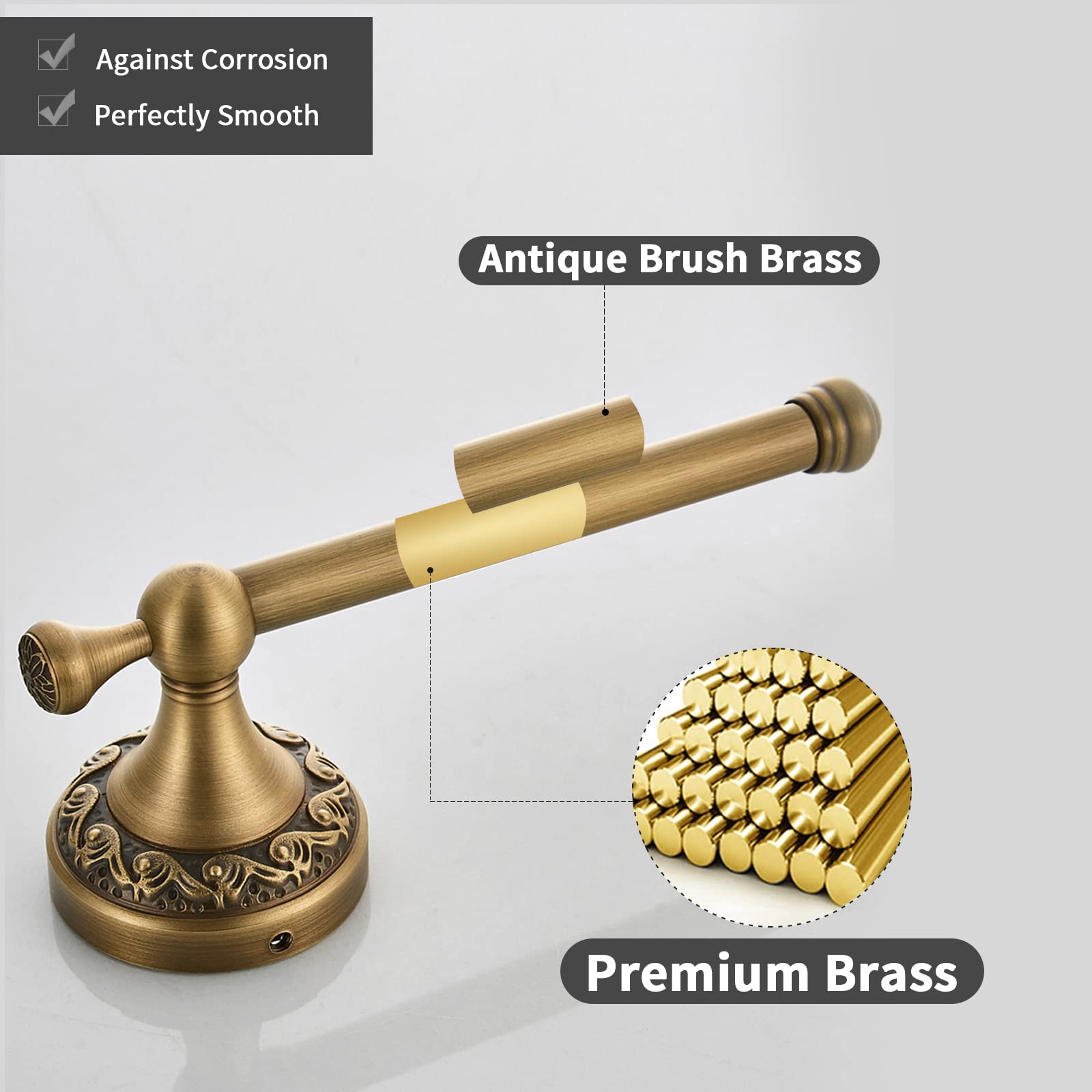 Leyden Brass Toilet Paper Holder,Antique Towel Ring Retro Hand Towel Holder Tissue Roll Paper Hanger Bathroom Accessories Wall M