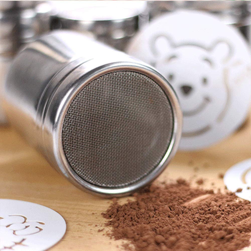 Powder Shaker With Lid,Stainless Steel Fine Mesh Shaker, For Sifter Cocoa,Cinnamon Powder,Icing Sugar,Chocolate Coffee (6 Pcs Me