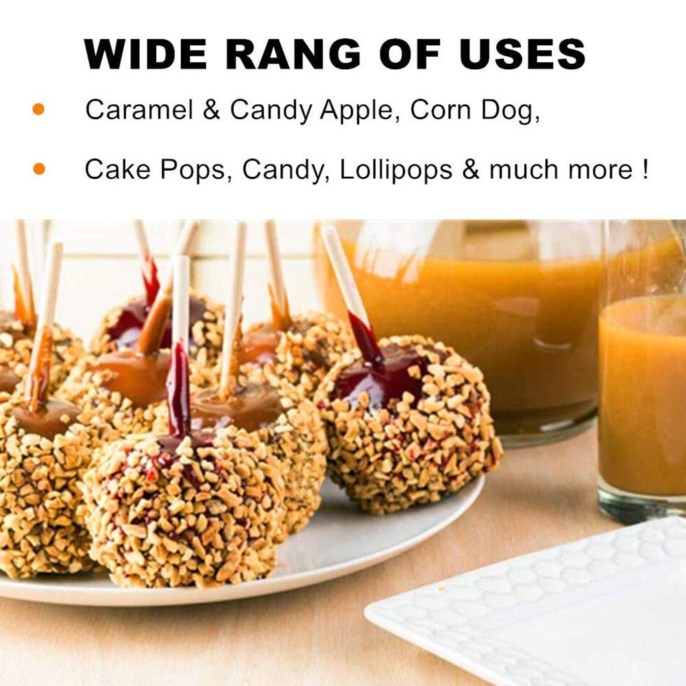 Hansgo Wooden Candy Apple Skewer Sticks, 5Mm 6.25Inch Birch Bamboo Bbq Caramel Apple Sticks Cotton Candy Stick Rock Candy Stick