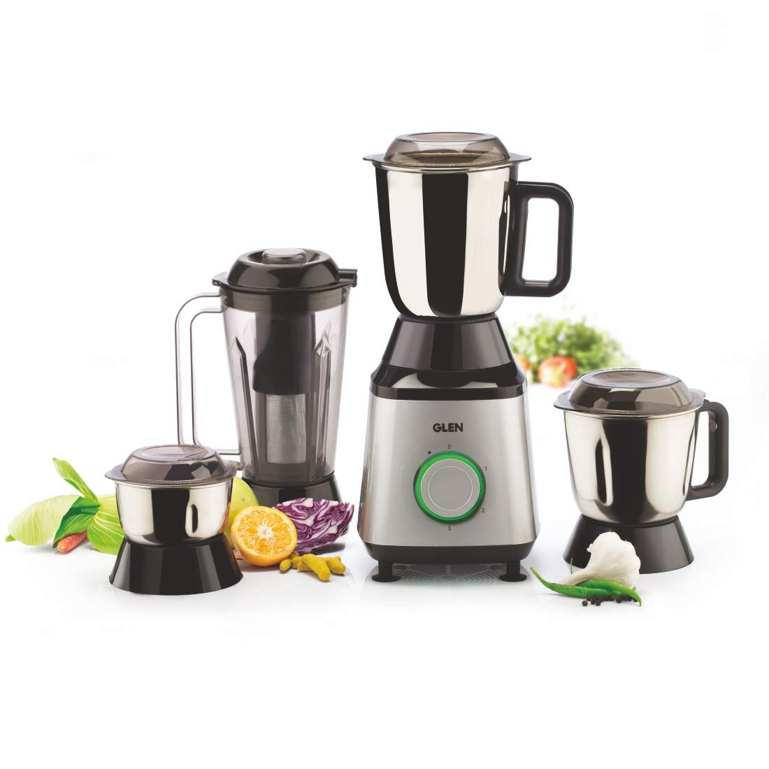 Glen Mixer Grinder 750 Watt With 3 Stainless Steel Jars & 1 Transparent Jar With Fruit Filter(4030 Mg Plus)