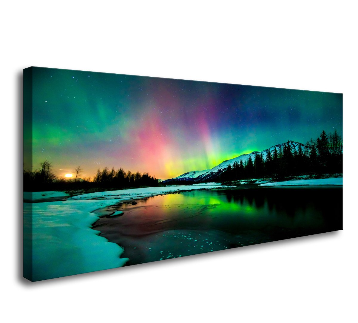 S01950 Wall Art Aurora Scenery Painting On Canvas Stretched And Framed Canvas Paintings Ready To Hang For Home Decorations Wall