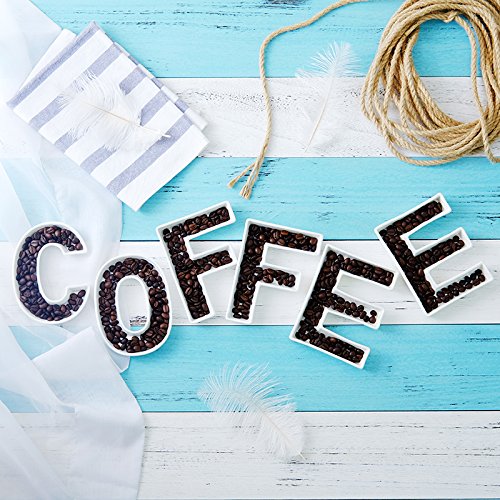 Coffeezone Small Ceramic Letter Dishes Nut Plates for Wedding Party Decor in Name (Letter F)