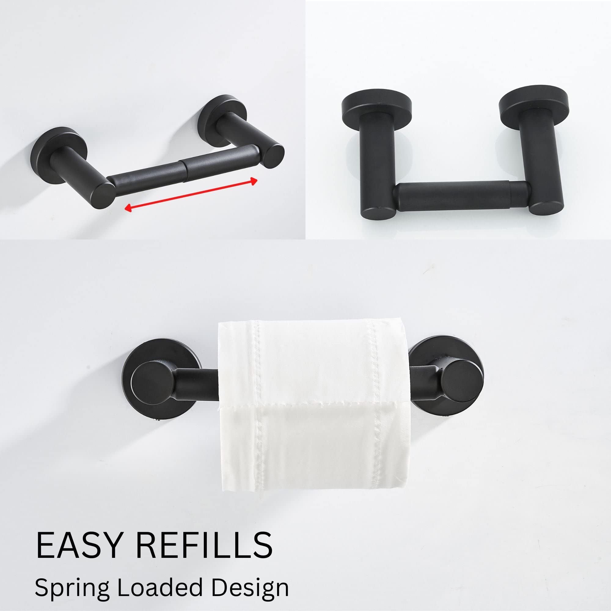 Marmolux Acc Matte Black Toilet Paper Holder - Wall Mounted Black Toilet Paper Holder - Pivoting Design In Sus 304 Stainless Ste