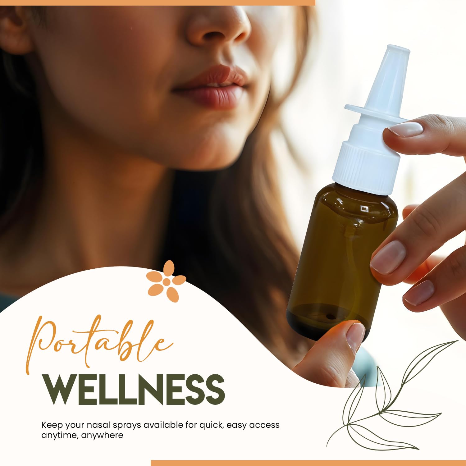 Practix Refillable 1 Oz Amber Glass Nasal Spray Bottles | Travel-Friendly, Empty & Durable For Saline Solution (Pack Of 4)