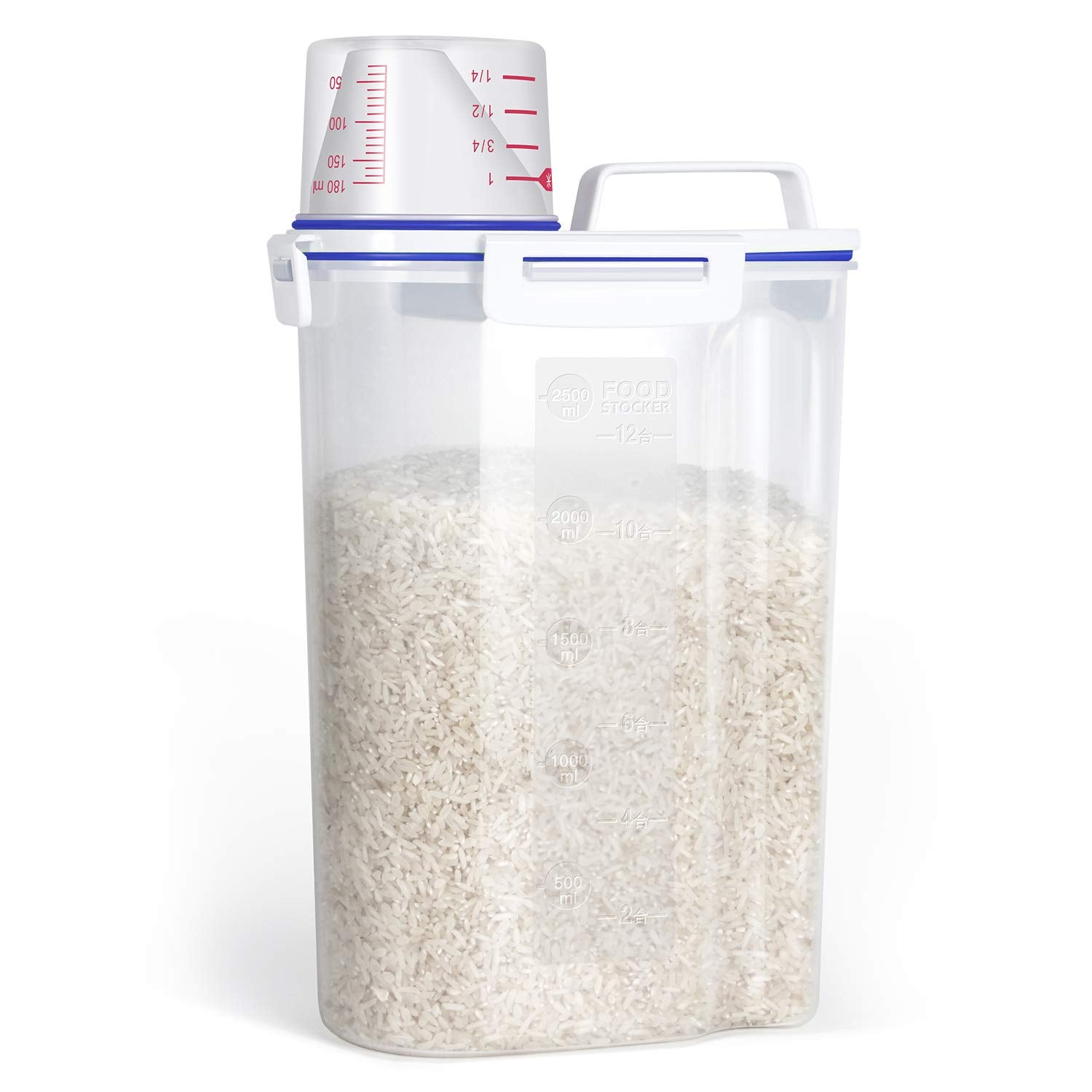 Tbmax Small Rice Storage Container -5 Lbs Cereal Dispenser With Measuring Cup, Airtight Dry Food Container Bin For Kitchen Pantr