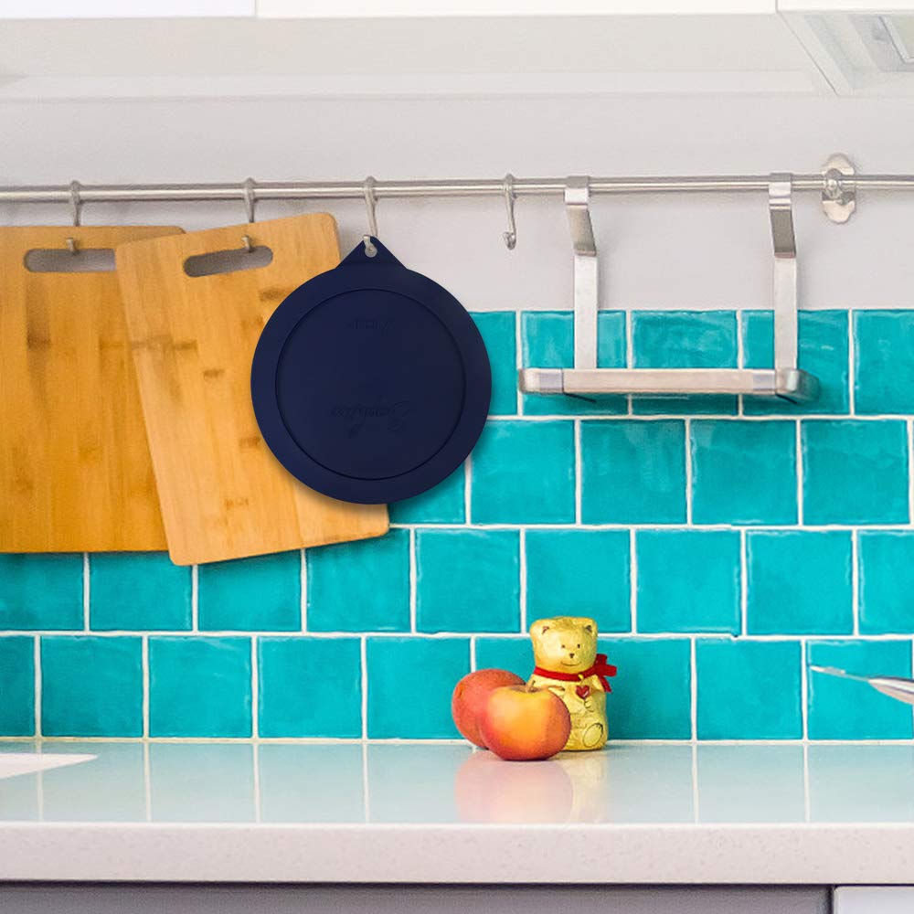 Sophico Round Silicone Storage Cover Lids Replacement for Anchor Hocking and Pyrex 7402-PC 6/7 Cup Glass Bowls (Container not Included) (Navy blue - 1 pack)