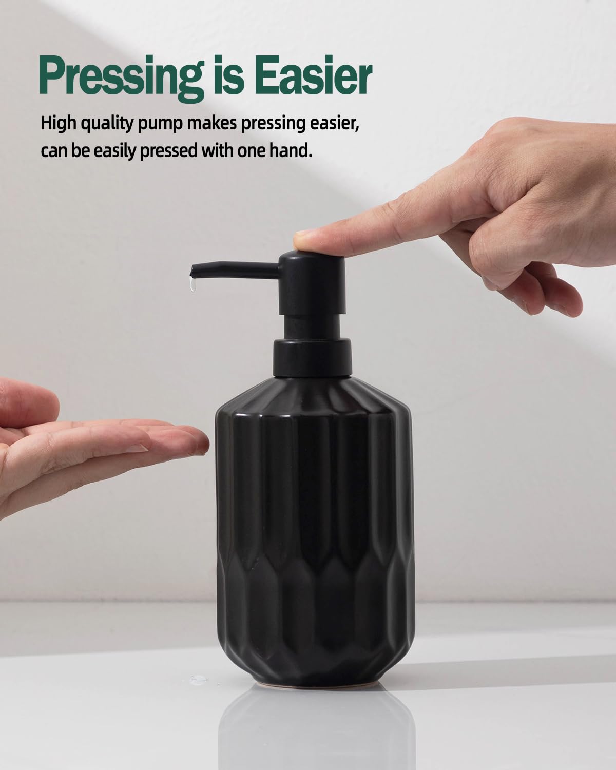 Fun Elements Bathroom Soap Dispenser Set, 16 Oz Ceramic Hand Soap Dispenser For Bathroom, Luxurious Hand And Dish Soap Dispenser