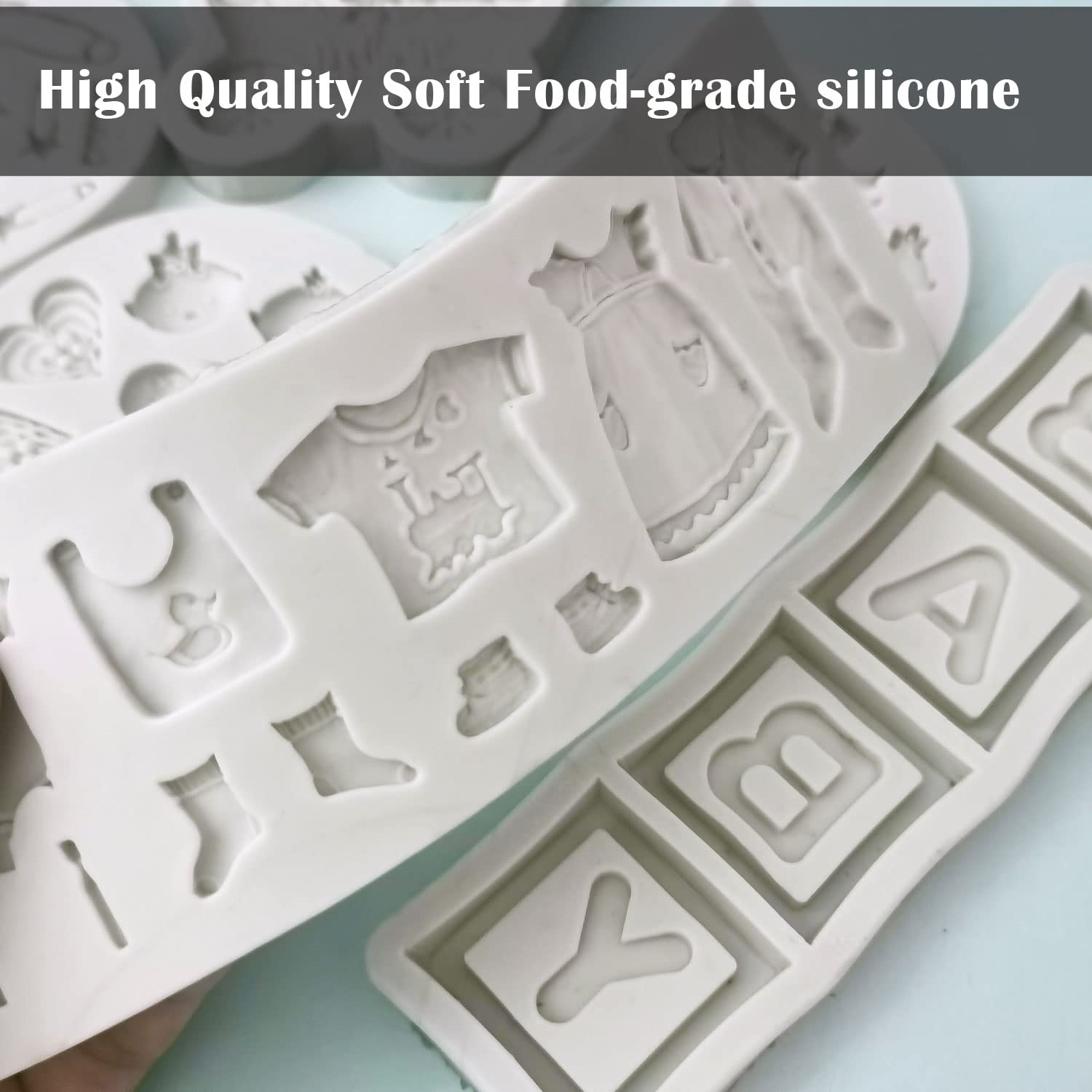 8 Pack Cute Baby Silicone Fondant Cake Mold Baby Shower Theme Cupcake Mold Cake Decorating Mold Baking Mold Gummy Sugar Chocolat