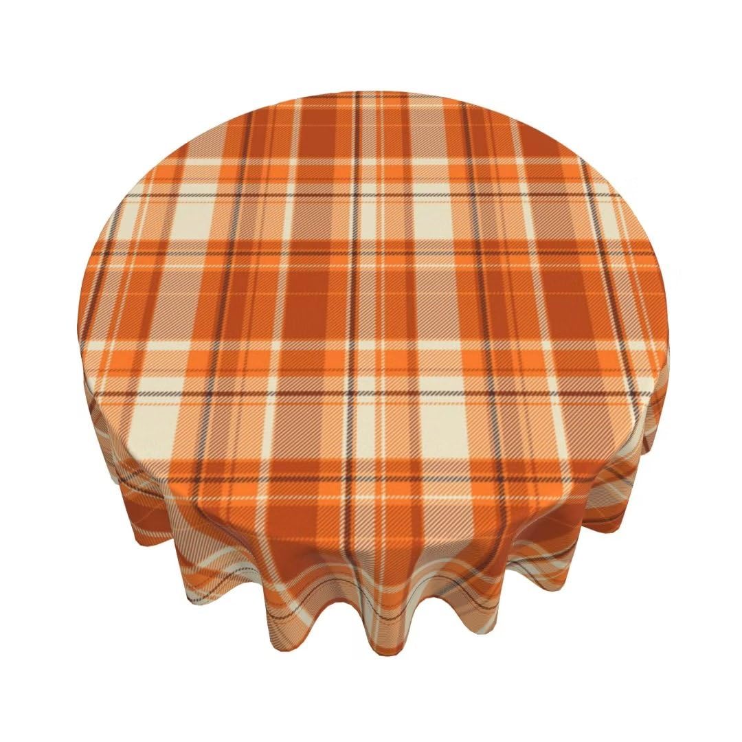BETGINY Fall Tablecloth 70 Inch Round Autumn Thanksgiving Plaid Table Cloth Dust-Proof Wrinkle Resistant Rustic Tablecloth for H