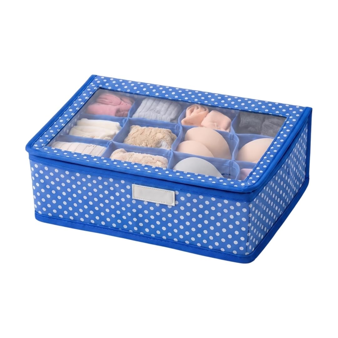 Feasiiblefare MultiCompartment Drawer Organizer Box For Socks, Underwear & Accessories | Foldable Fabric Storage Organizer With