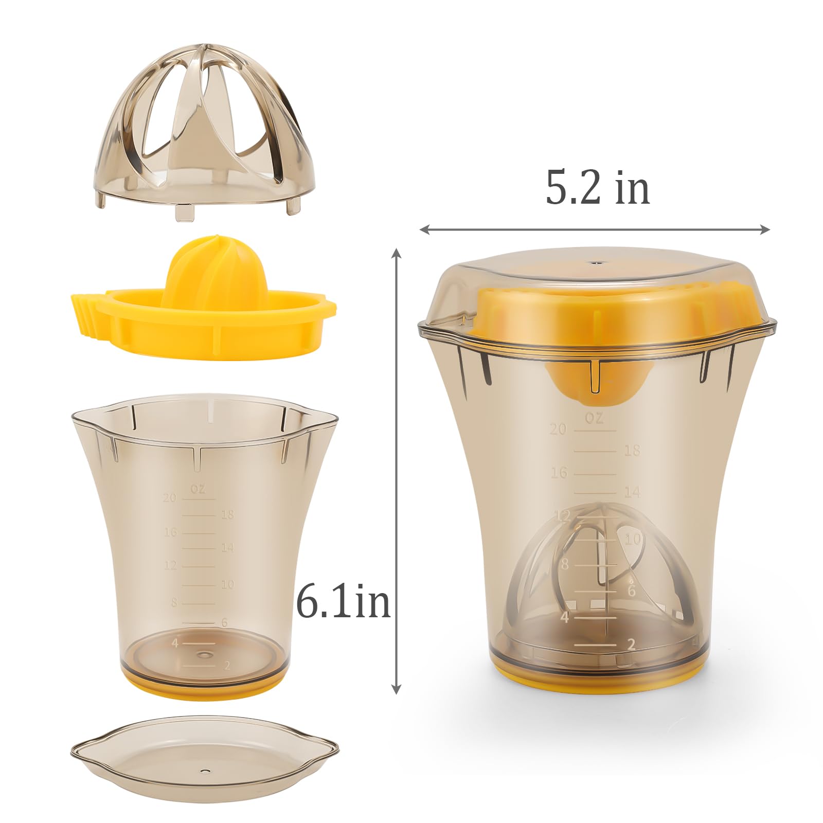 Citrus Orange Juicer Manual Lemon Lime Squeezer, Hand Lemon And Lime Juicer And Reamer With 20 Oz Bowl, 2 Pour Spouts