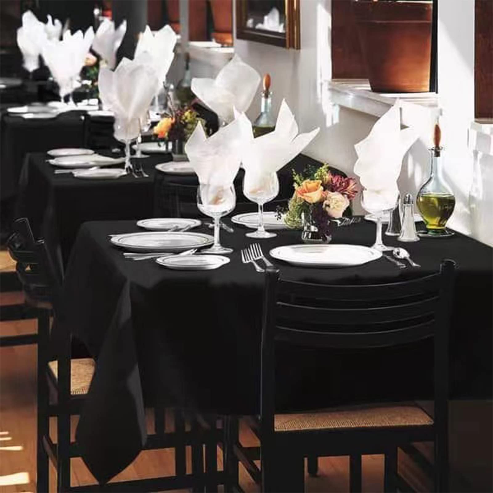 Pesonlook 6 Packs Square Tablecloth Black, 52  52Inch Square Table Cover Polyester Table Cloth Washable For Square Tables, Squar