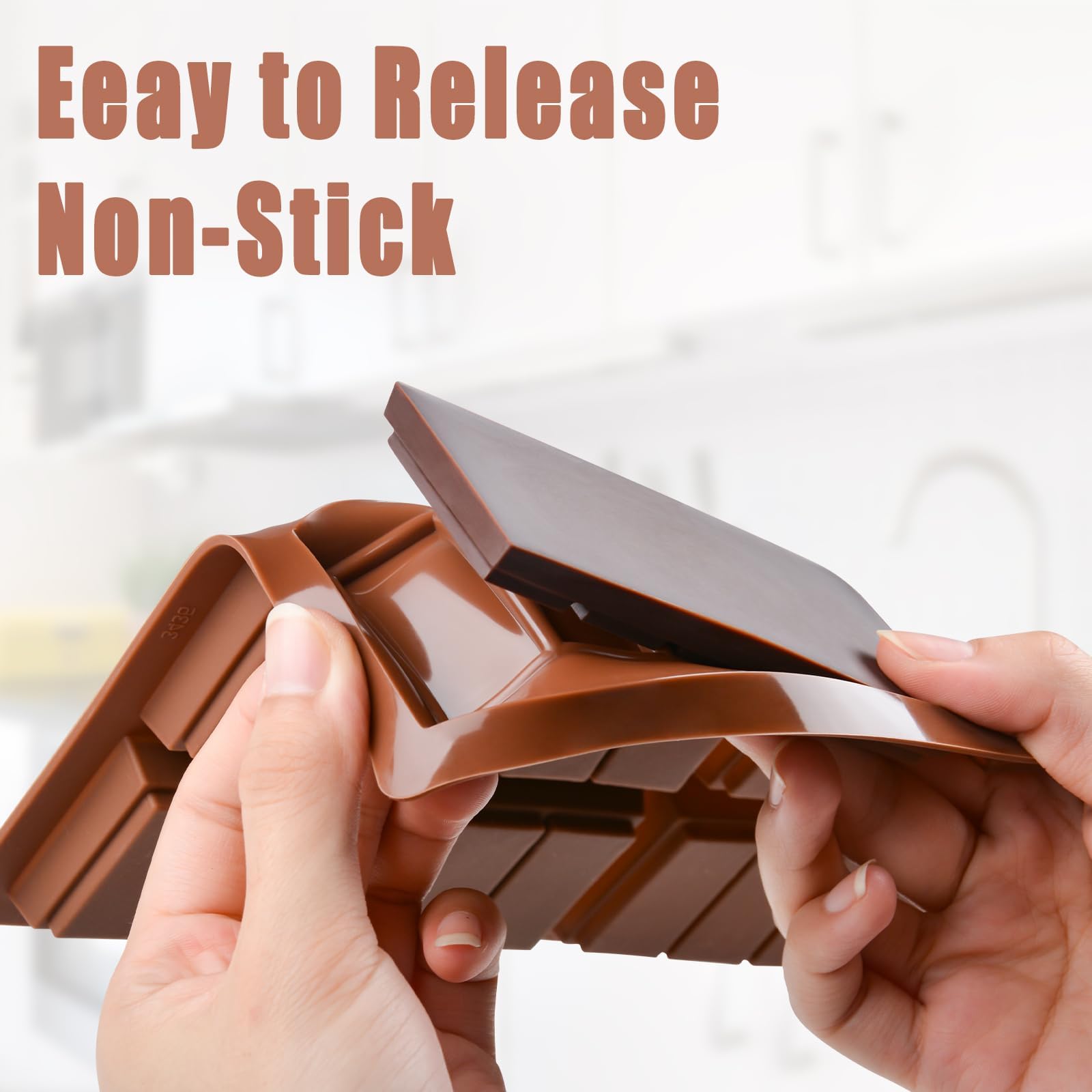Deep Chocolate Bar Mold, Thick Silicone Chocolate Bar Mold For Stuffed Chocolate Bar, Wax Melt, Candy Bar Mold 2 Pack (5 Snap)