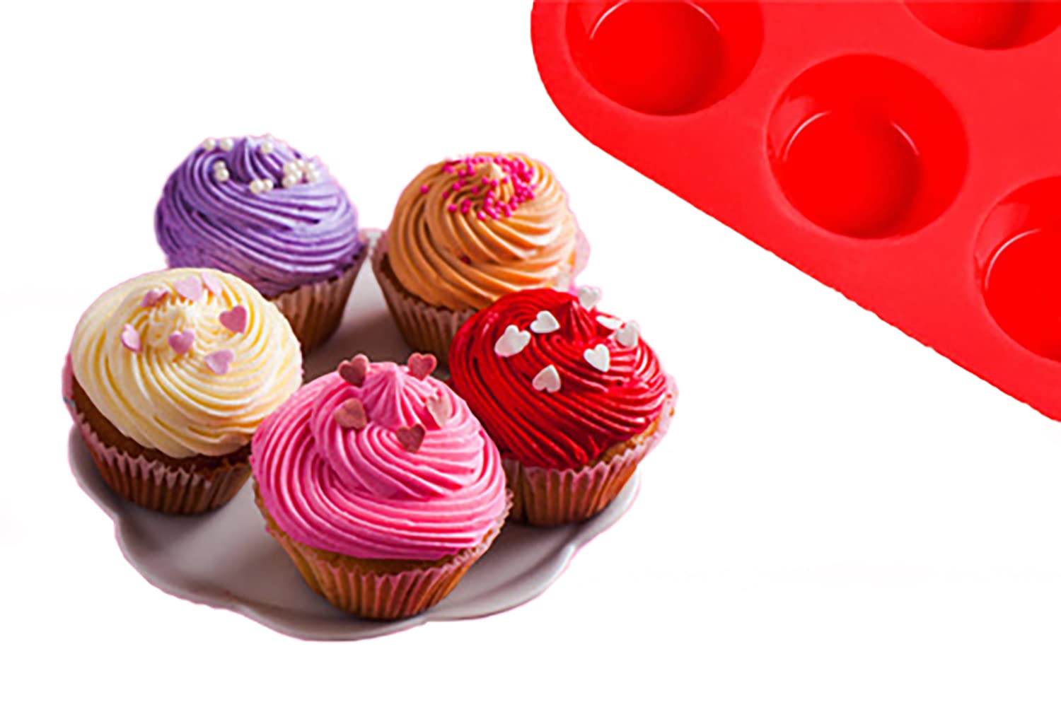 Mini Muffin &Cupcake Set, 24 Cups 2-Pieces, Nonstick Silicone Baking Pan, Bpa Free And Dishwasher Safe, Great For Making Muffin